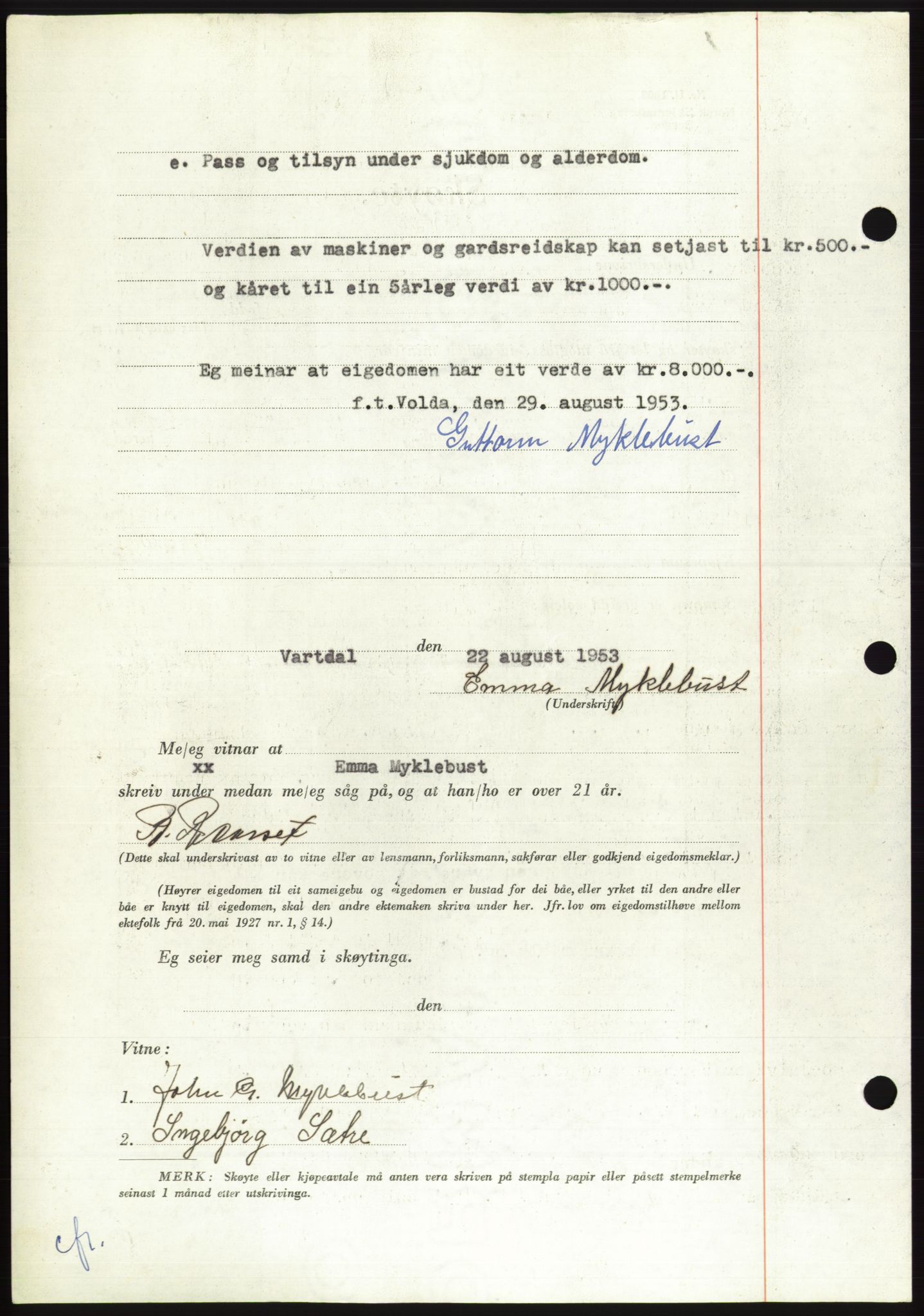 Søre Sunnmøre sorenskriveri, AV/SAT-A-4122/1/2/2C/L0095: Pantebok nr. 21A, 1953-1953, Dagboknr: 2042/1953