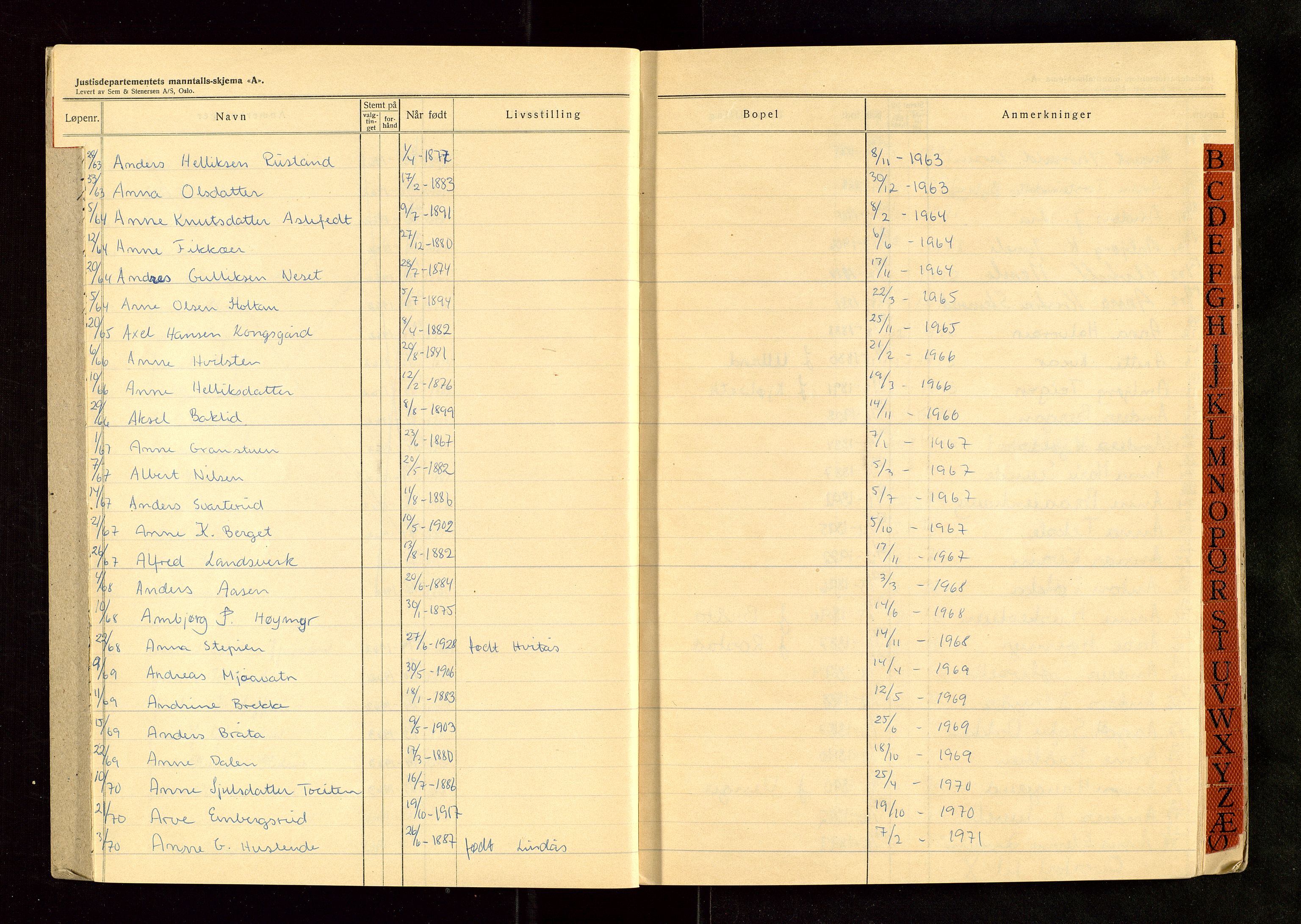 Flesberg lensmannskontor, SAKO/A-508/H/Ha/Hab/L0002: Dødsfallsprotokoll, 1945-1980