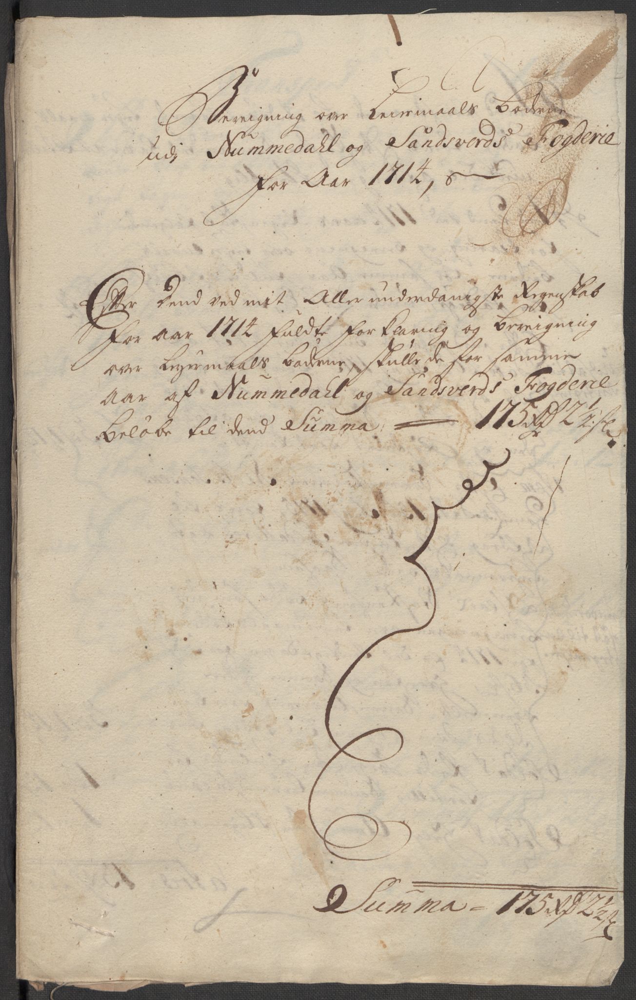 Rentekammeret inntil 1814, Reviderte regnskaper, Fogderegnskap, RA/EA-4092/R24/L1591: Fogderegnskap Numedal og Sandsvær, 1715, s. 254