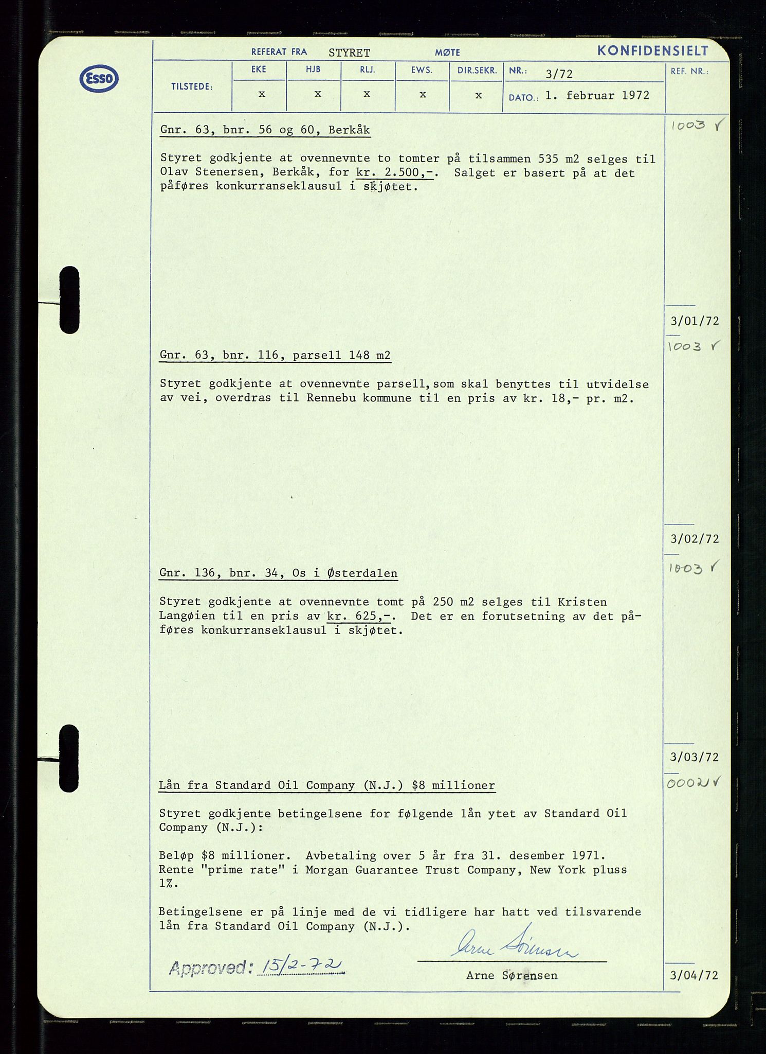 Pa 0982 - Esso Norge A/S, AV/SAST-A-100448/A/Aa/L0003/0002: Den administrerende direksjon Board minutes (styrereferater) og Bedriftforsamlingsprotokoll / Den administrerende direksjon Board minutes (styrereferater), 1970-1974, s. 119