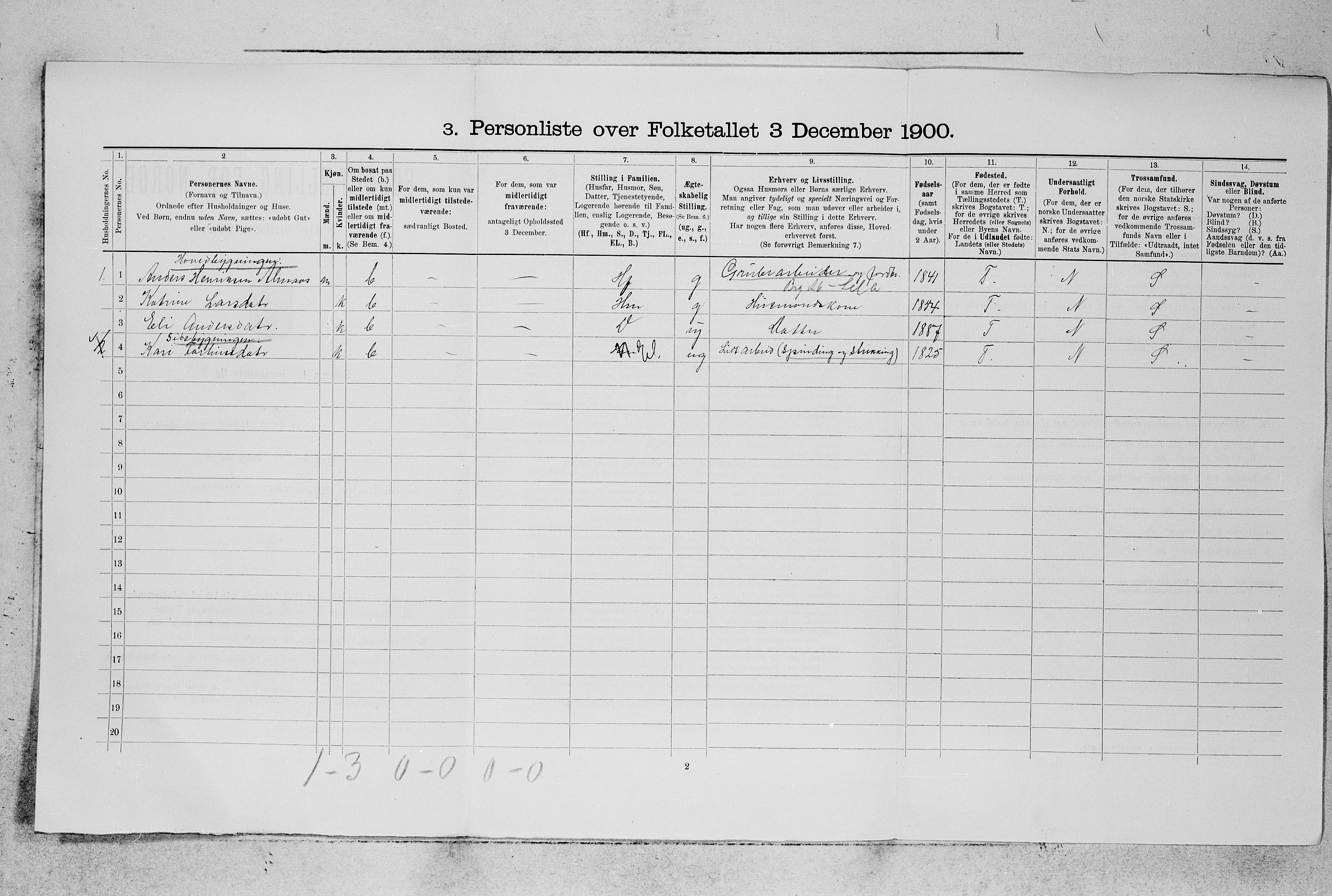 SAB, Folketelling 1900 for 1221 Stord herred, 1900, s. 749