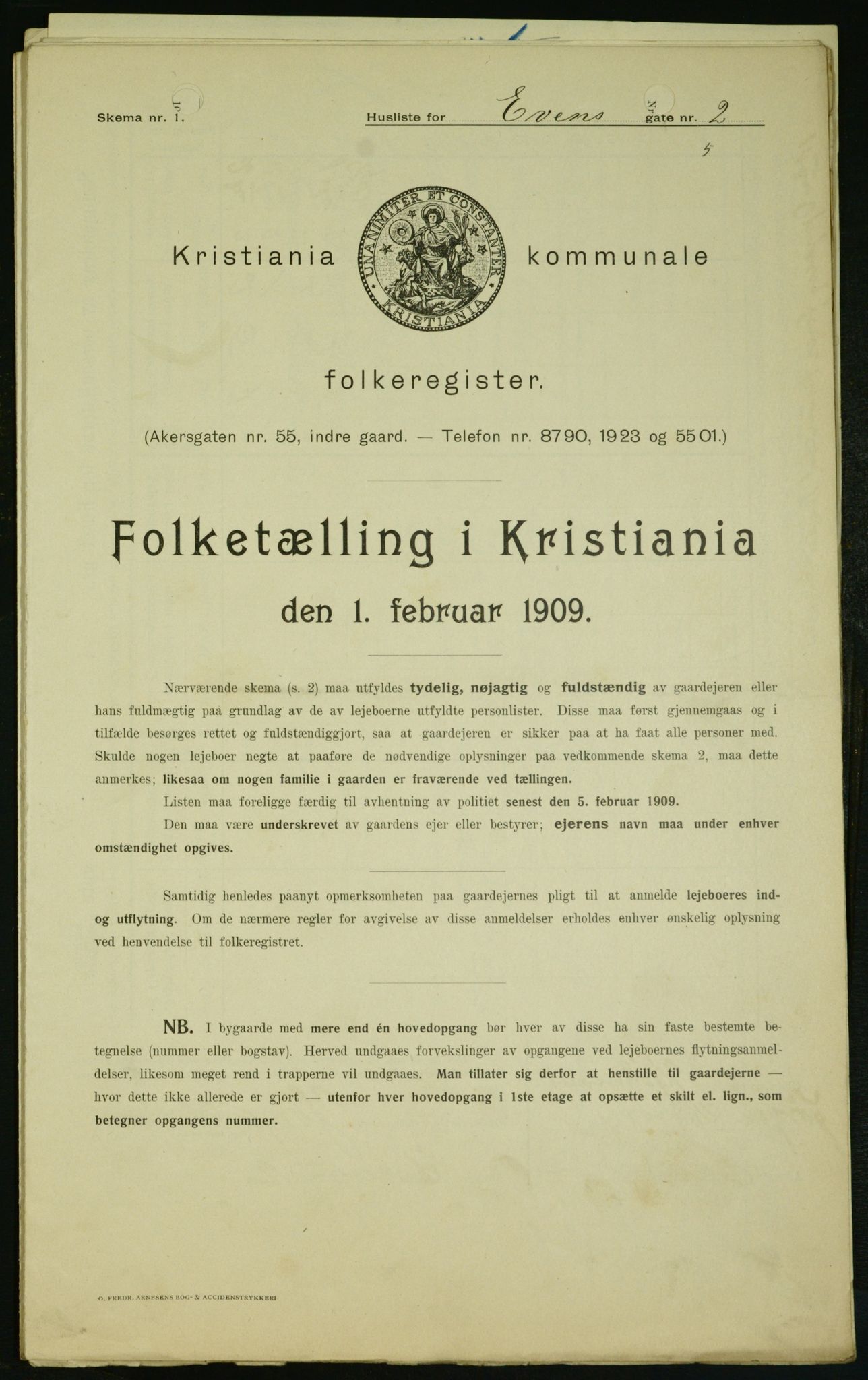 OBA, Kommunal folketelling 1.2.1909 for Kristiania kjøpstad, 1909, s. 20620