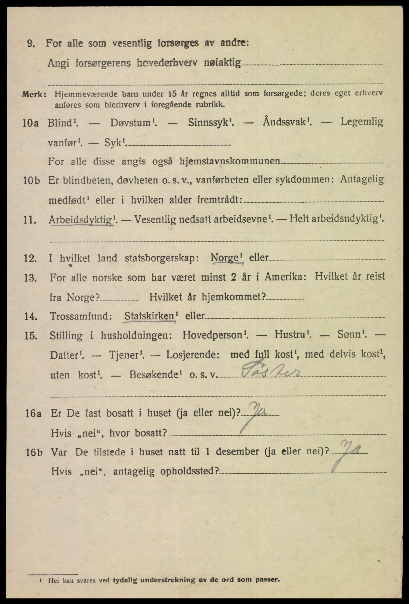 SAK, Folketelling 1920 for 1036 Fjotland herred, 1920, s. 1601