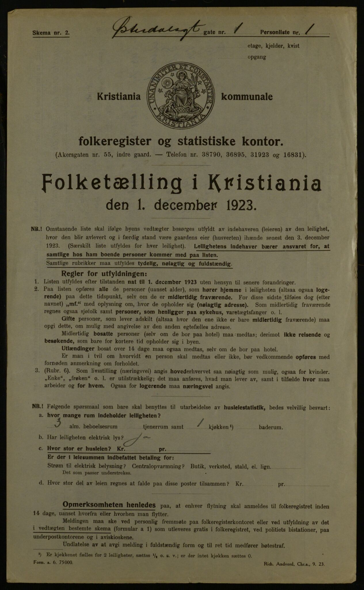 OBA, Kommunal folketelling 1.12.1923 for Kristiania, 1923, s. 142176