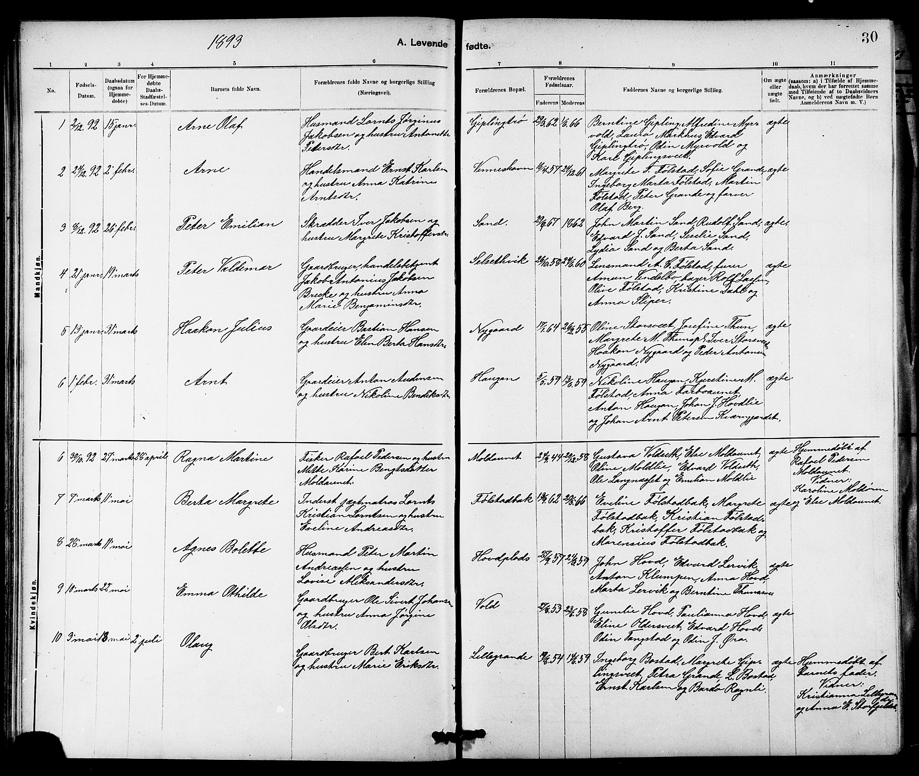 Ministerialprotokoller, klokkerbøker og fødselsregistre - Nord-Trøndelag, SAT/A-1458/744/L0423: Klokkerbok nr. 744C02, 1886-1905, s. 30
