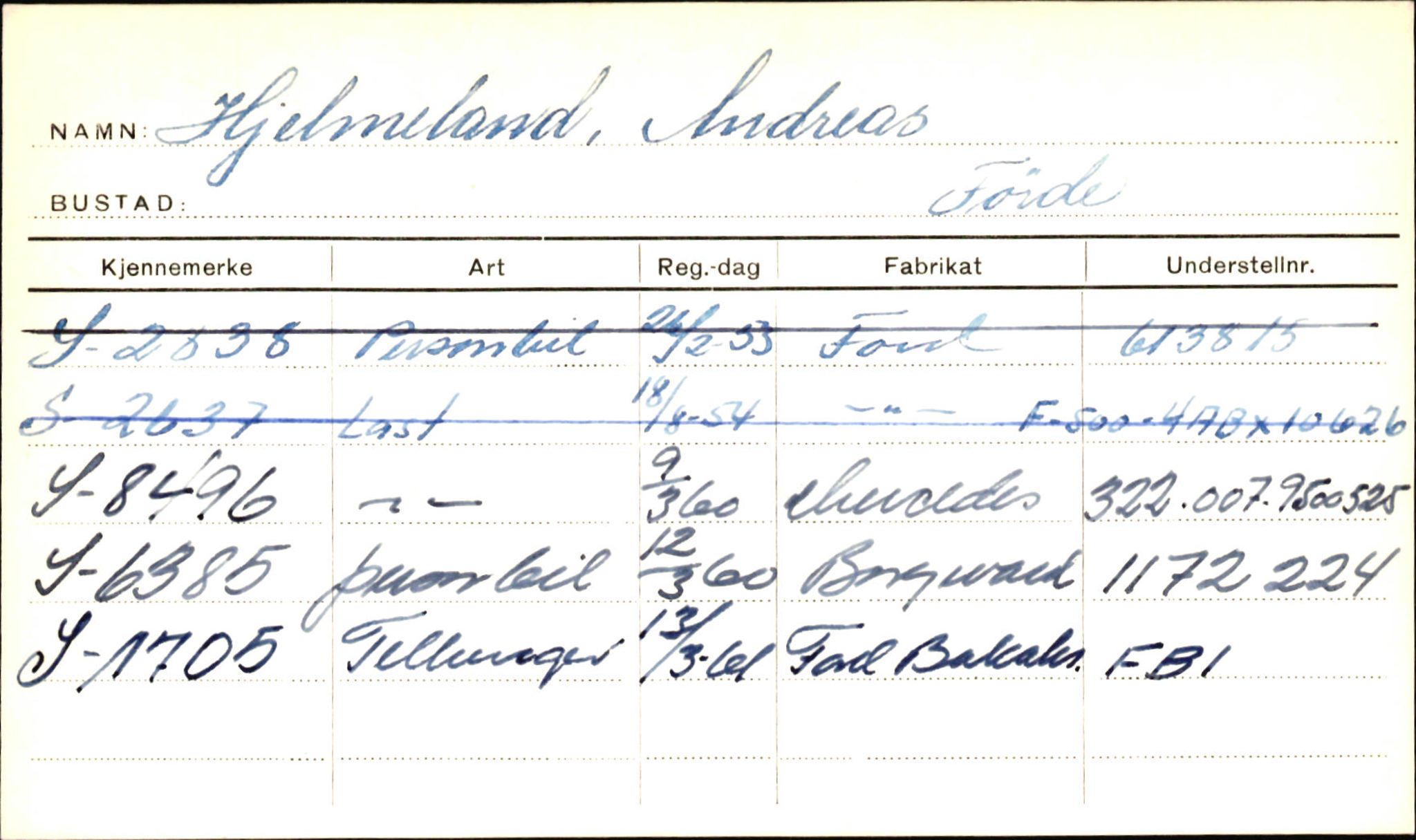 Statens vegvesen, Sogn og Fjordane vegkontor, SAB/A-5301/4/F/L0001A: Eigarregister Fjordane til 1.6.1961, 1930-1961, s. 488