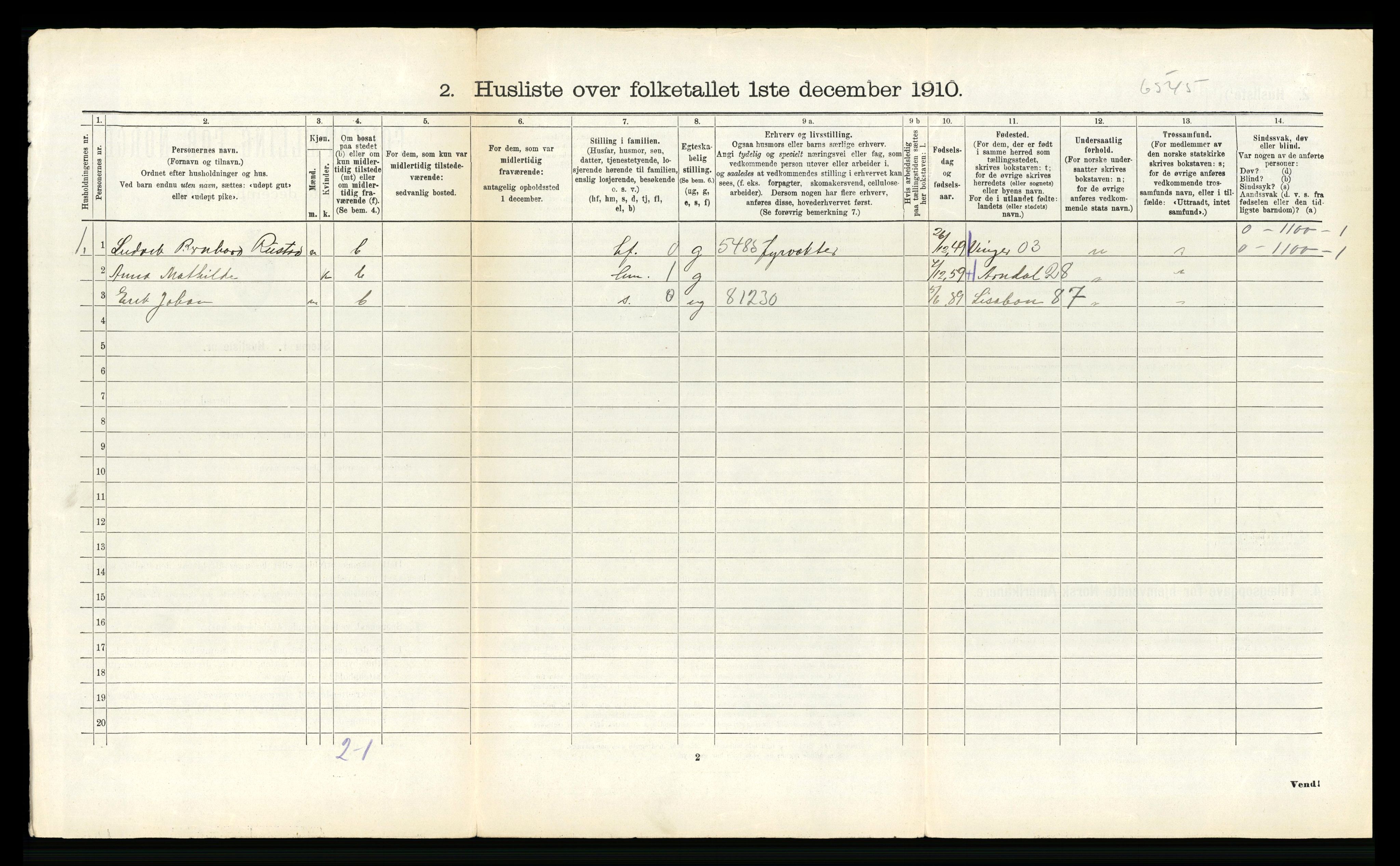 RA, Folketelling 1910 for 1860 Buksnes herred, 1910, s. 1589