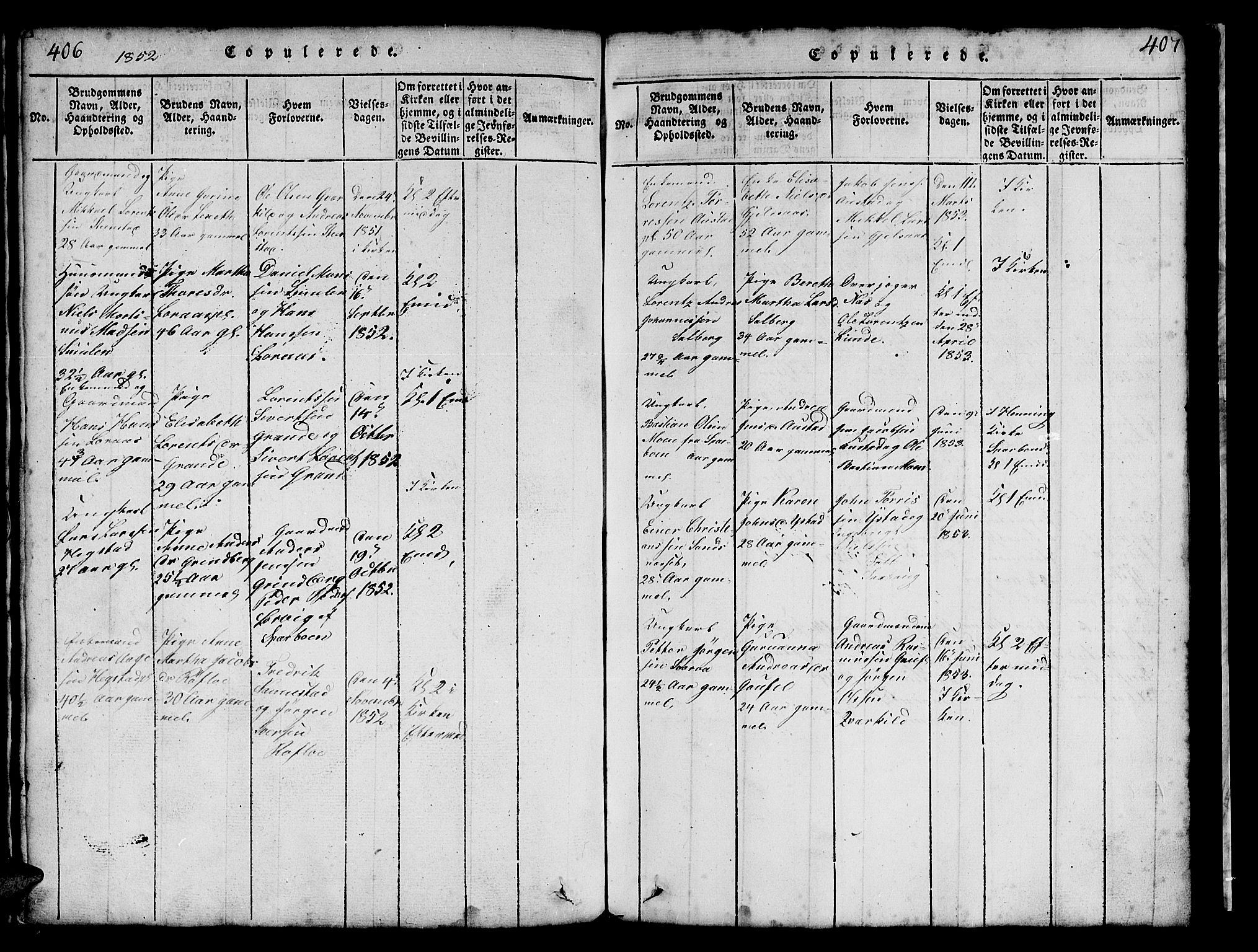 Ministerialprotokoller, klokkerbøker og fødselsregistre - Nord-Trøndelag, SAT/A-1458/731/L0310: Klokkerbok nr. 731C01, 1816-1874, s. 406-407