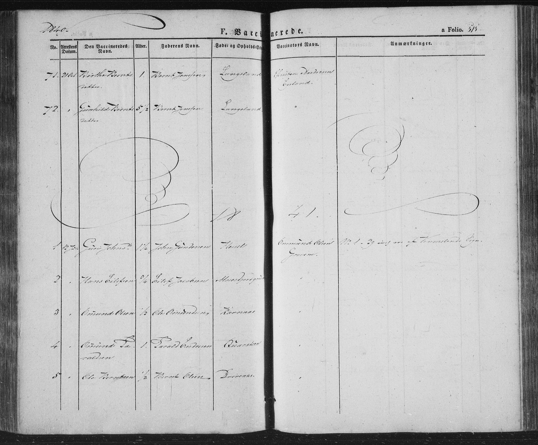 Vennesla sokneprestkontor, SAK/1111-0045/Fa/Fac/L0004: Ministerialbok nr. A 4, 1834-1855, s. 515