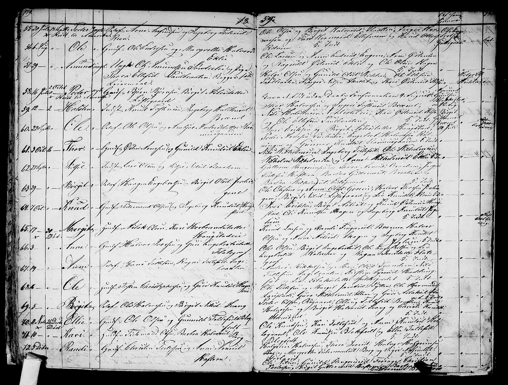 Gol kirkebøker, AV/SAKO-A-226/G/Ga/L0001: Klokkerbok nr. I 1, 1841-1860, s. 179-180