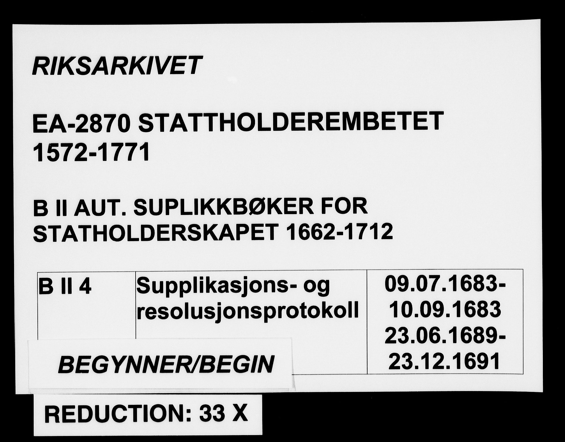 Stattholderembetet 1572-1771, AV/RA-EA-2870/Ad/L0004: Supplikasjons- og resolusjonsprotokoll, 1683-1691