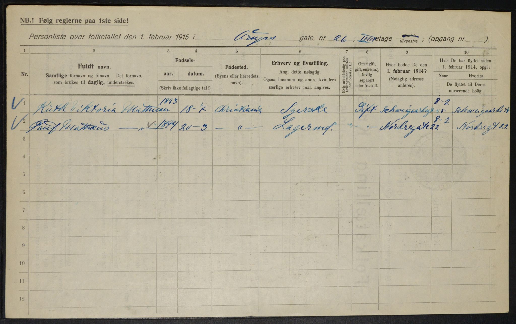 OBA, Kommunal folketelling 1.2.1915 for Kristiania, 1915, s. 2572