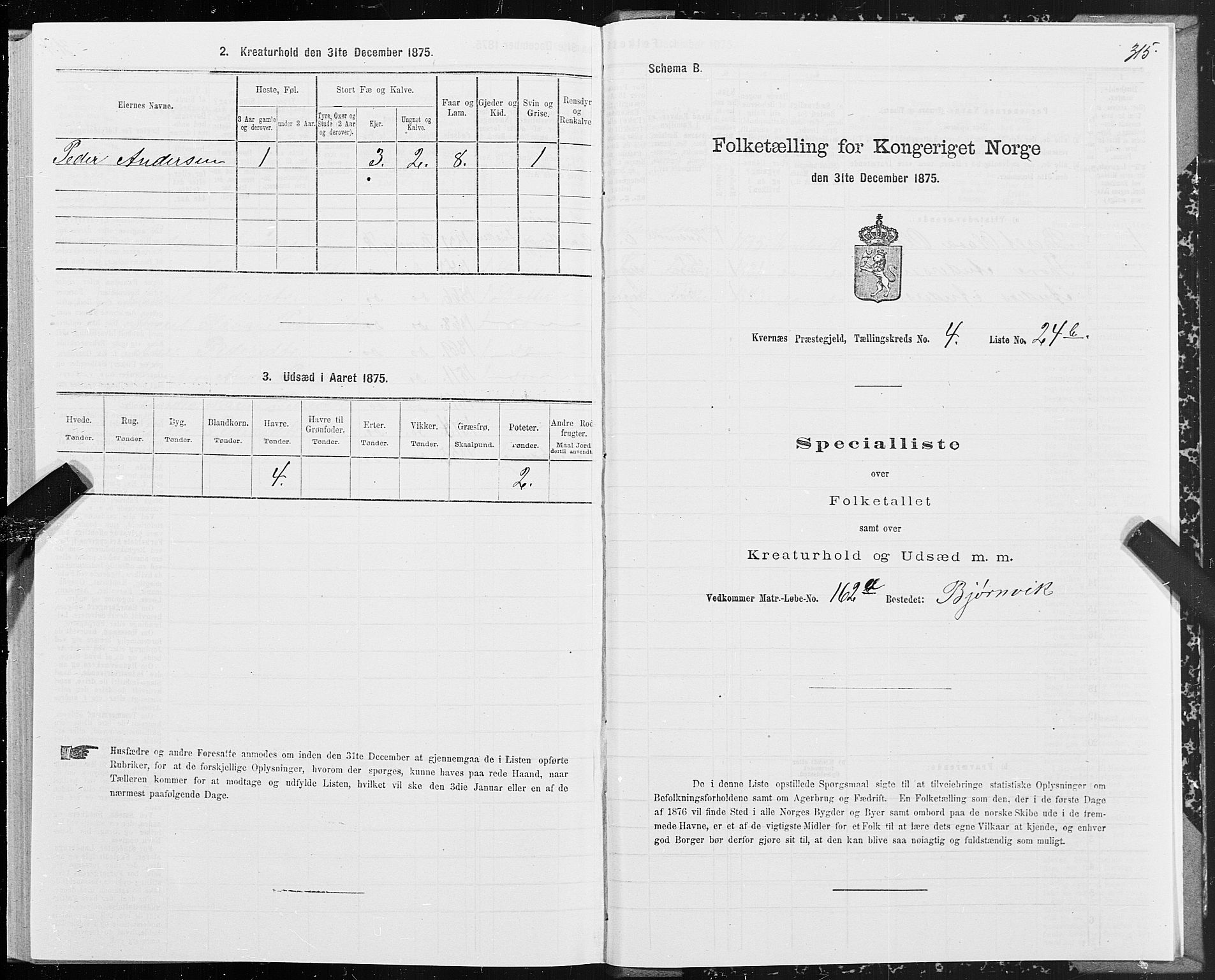 SAT, Folketelling 1875 for 1553P Kvernes prestegjeld, 1875, s. 2315