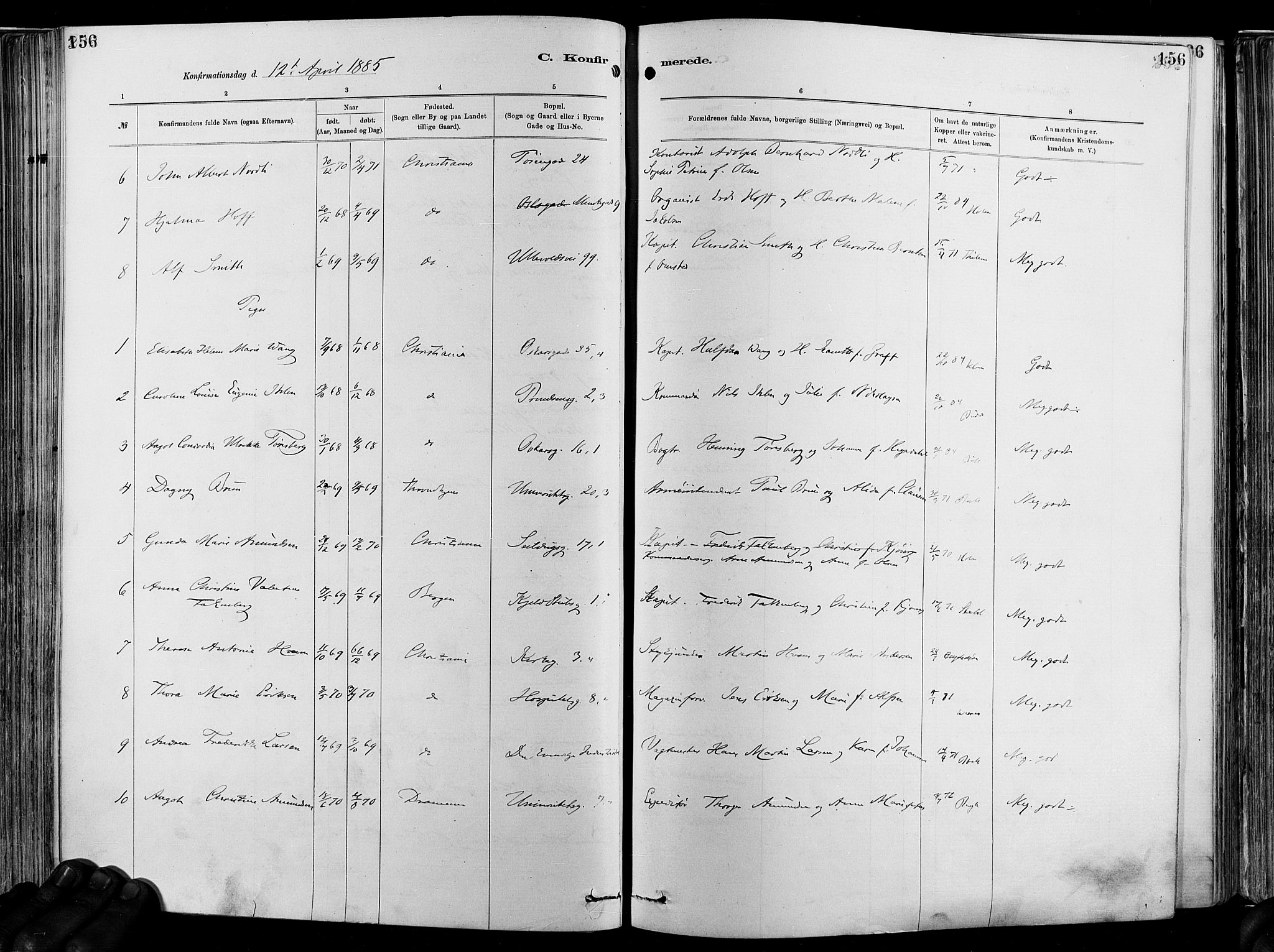 Garnisonsmenigheten Kirkebøker, SAO/A-10846/F/Fa/L0012: Ministerialbok nr. 12, 1880-1893, s. 156
