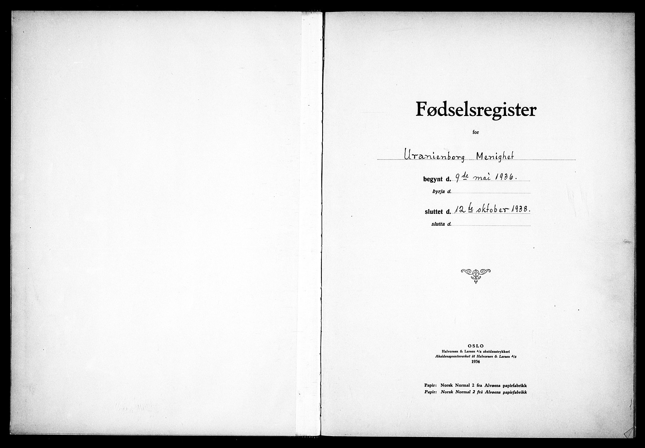 Uranienborg prestekontor Kirkebøker, SAO/A-10877/J/Ja/L0004: Fødselsregister nr. 4, 1936-1938