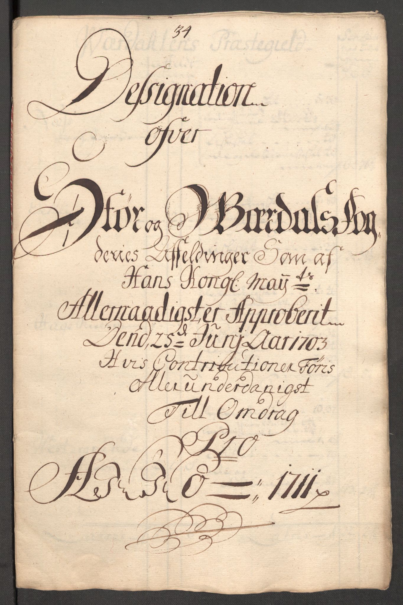 Rentekammeret inntil 1814, Reviderte regnskaper, Fogderegnskap, RA/EA-4092/R62/L4201: Fogderegnskap Stjørdal og Verdal, 1711, s. 247