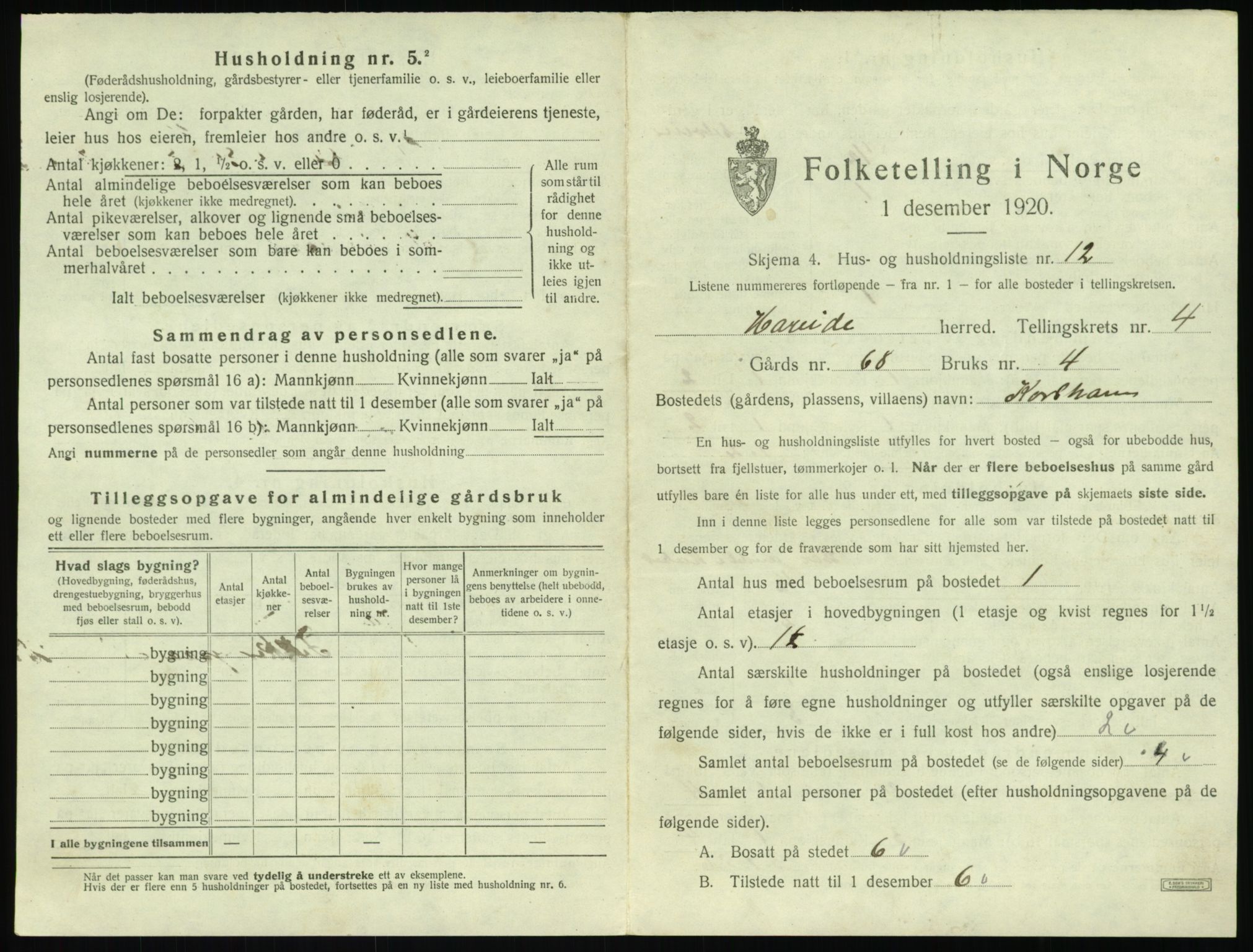 SAT, Folketelling 1920 for 1517 Hareid herred, 1920, s. 231