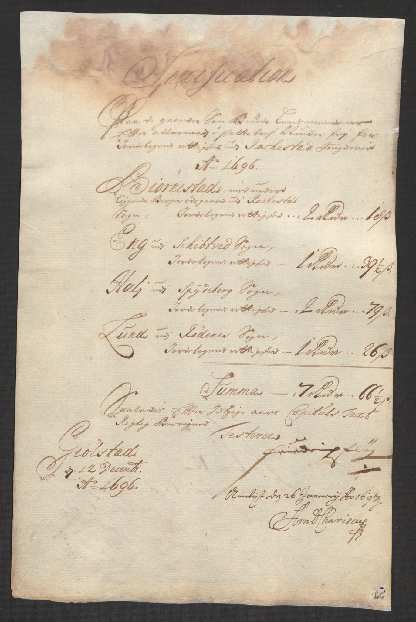 Rentekammeret inntil 1814, Reviderte regnskaper, Fogderegnskap, RA/EA-4092/R07/L0286: Fogderegnskap Rakkestad, Heggen og Frøland, 1696, s. 305