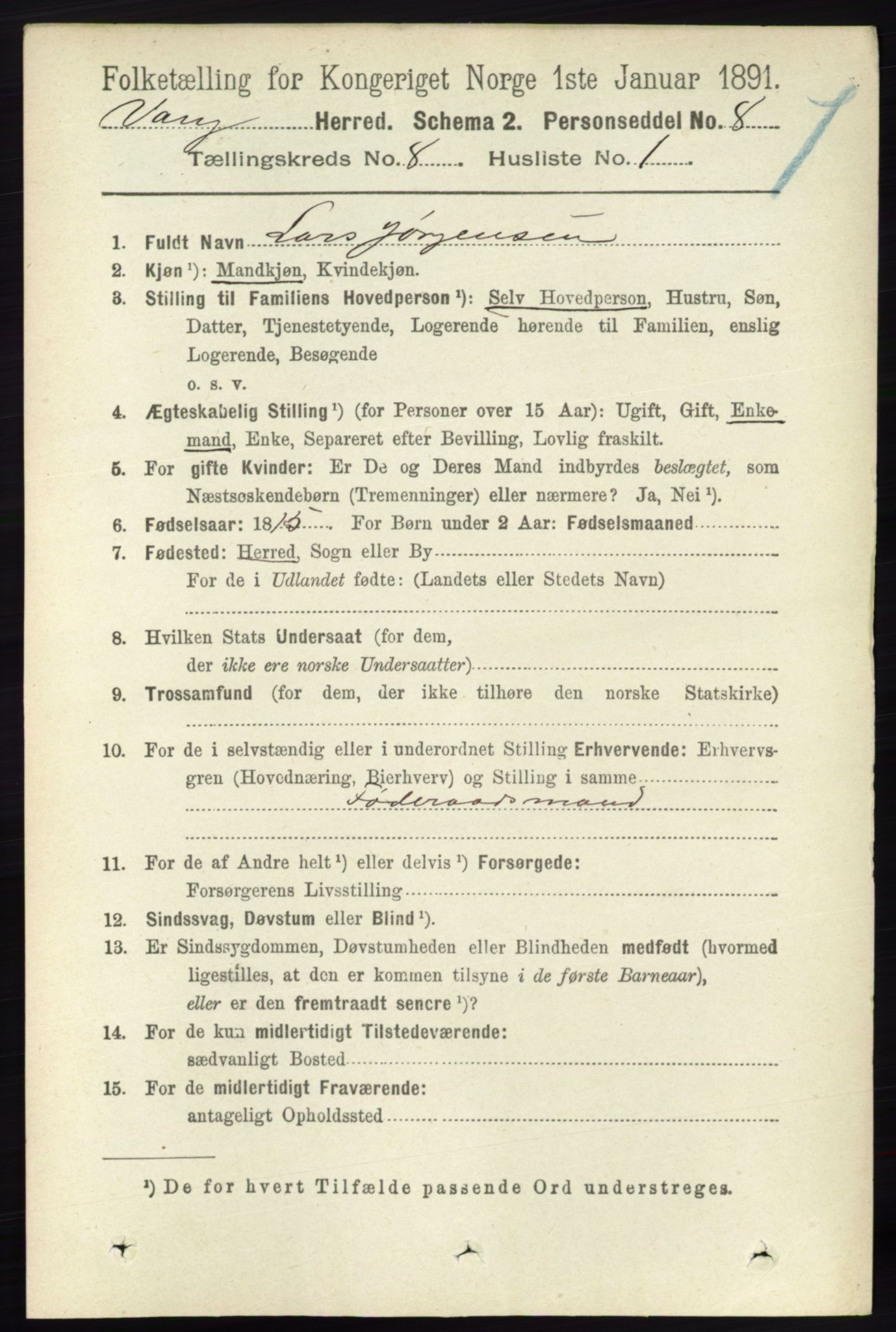 RA, Folketelling 1891 for 0414 Vang herred, 1891, s. 5626