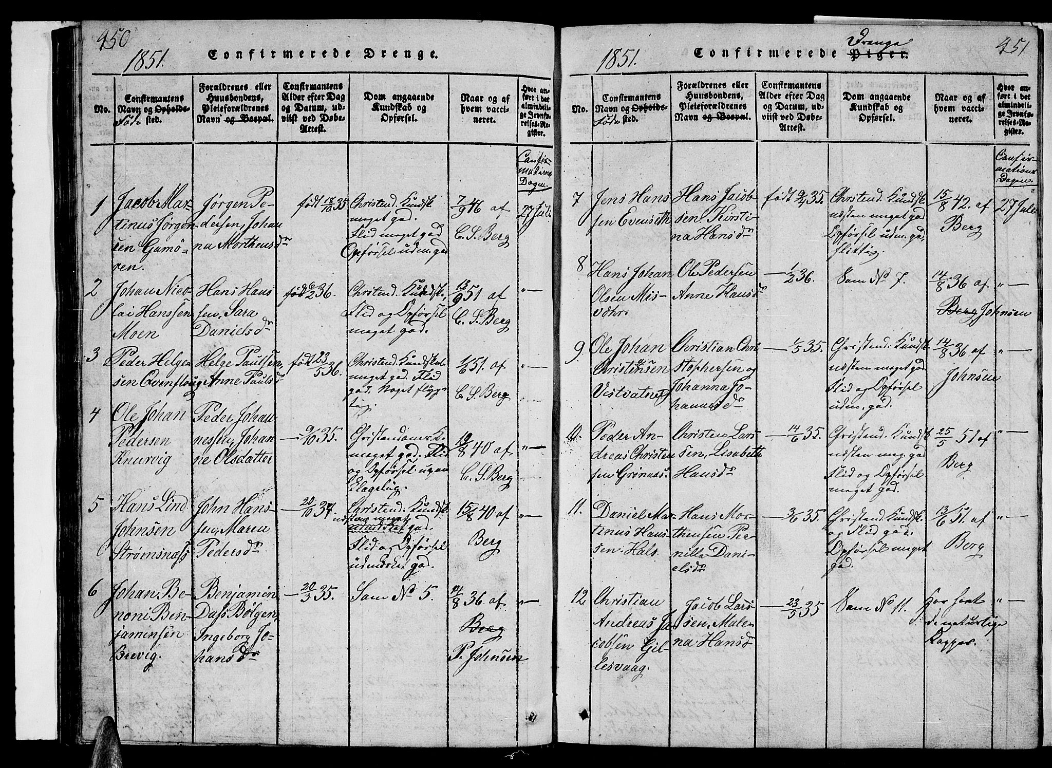 Ministerialprotokoller, klokkerbøker og fødselsregistre - Nordland, SAT/A-1459/852/L0752: Klokkerbok nr. 852C03, 1840-1855, s. 450-451