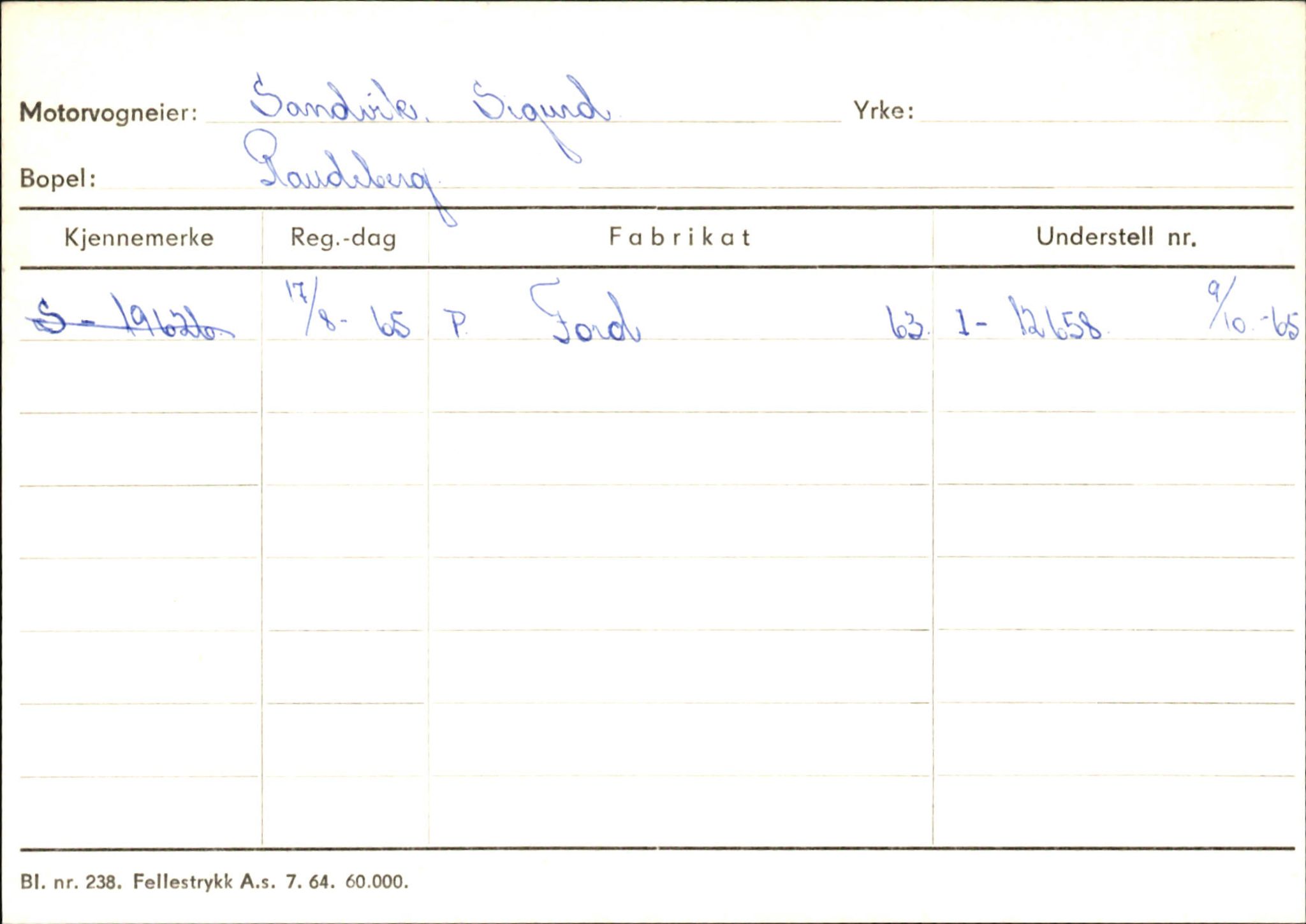 Statens vegvesen, Sogn og Fjordane vegkontor, AV/SAB-A-5301/4/F/L0145: Registerkort Vågsøy S-Å. Årdal I-P, 1945-1975, s. 39