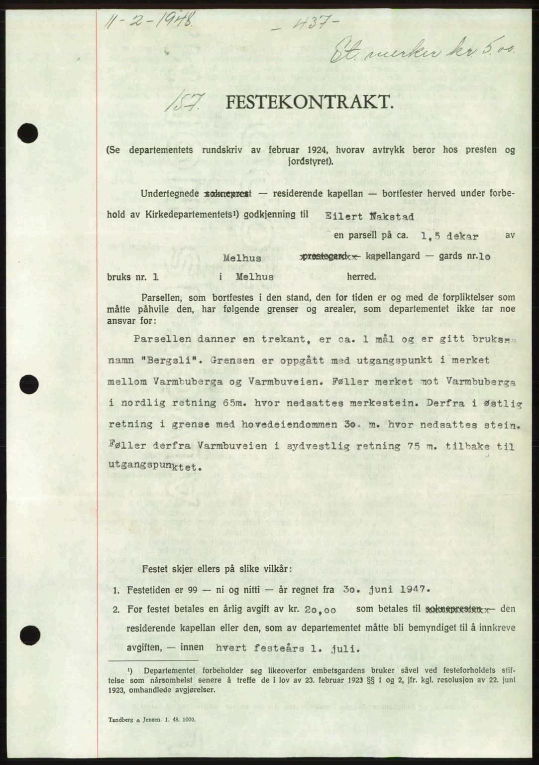 Gauldal sorenskriveri, SAT/A-0014/1/2/2C: Pantebok nr. A5, 1947-1948, Dagboknr: 157/1948