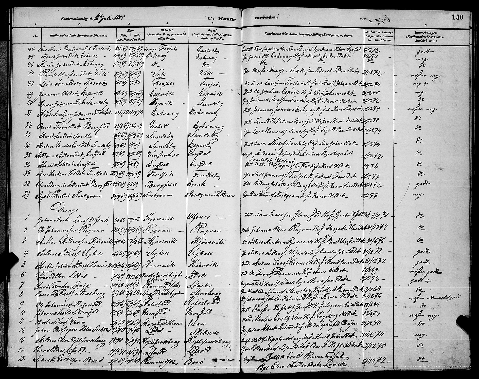 Ministerialprotokoller, klokkerbøker og fødselsregistre - Møre og Romsdal, SAT/A-1454/578/L0909: Klokkerbok nr. 578C02, 1882-1900, s. 130