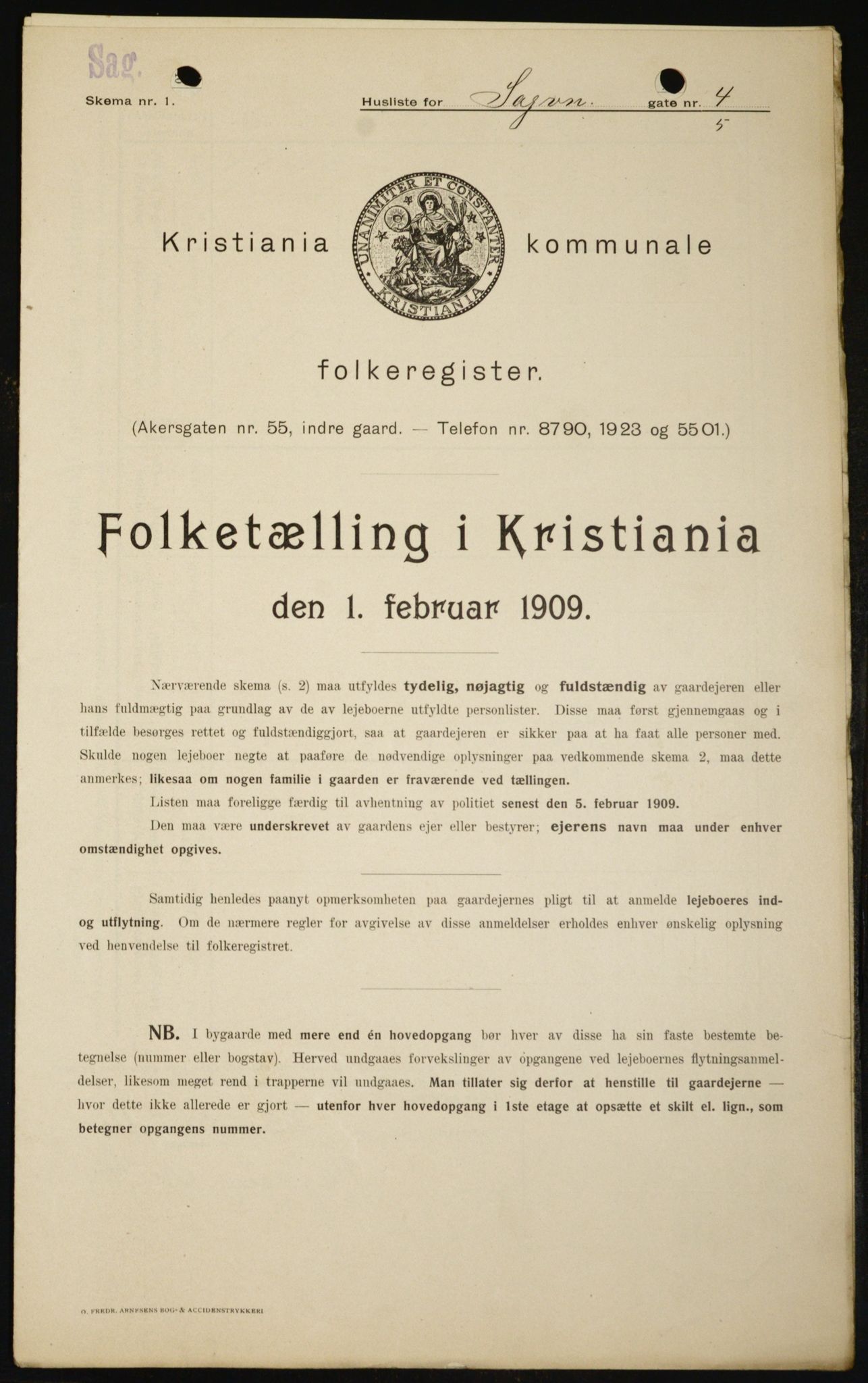 OBA, Kommunal folketelling 1.2.1909 for Kristiania kjøpstad, 1909, s. 78588