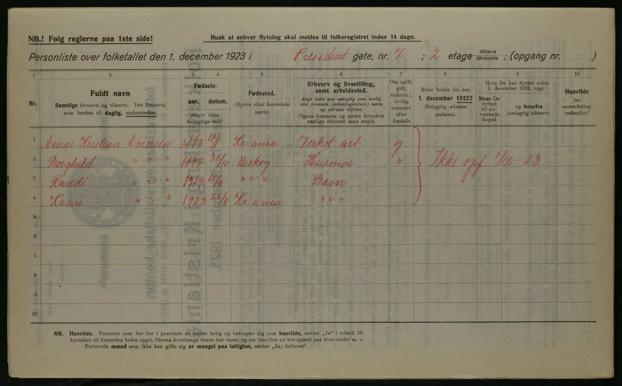 OBA, Kommunal folketelling 1.12.1923 for Kristiania, 1923, s. 89656