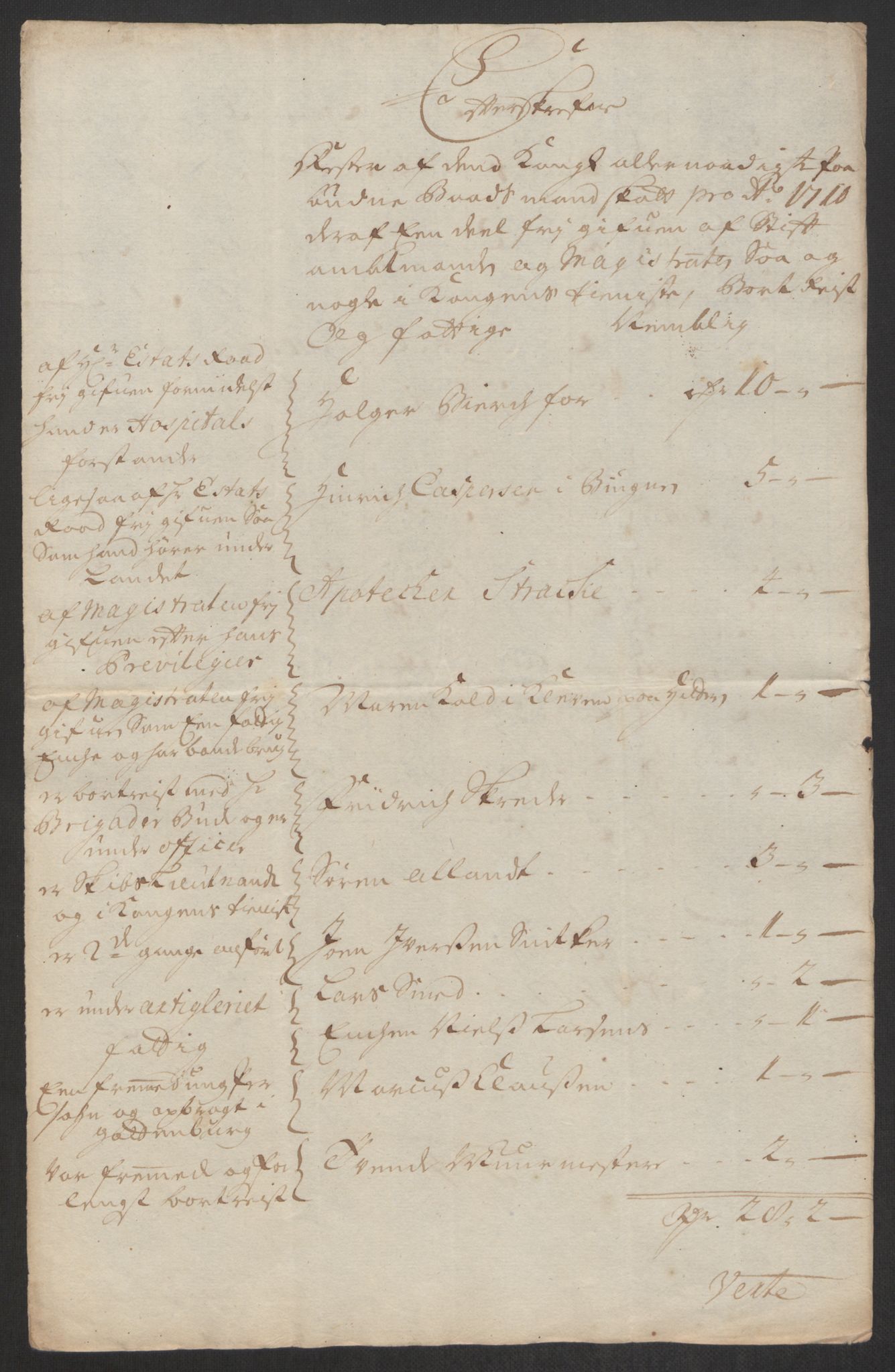 Rentekammeret inntil 1814, Reviderte regnskaper, Byregnskaper, RA/EA-4066/R/Rs/L0507: [S3] Kontribusjonsregnskap, 1699-1711, s. 405