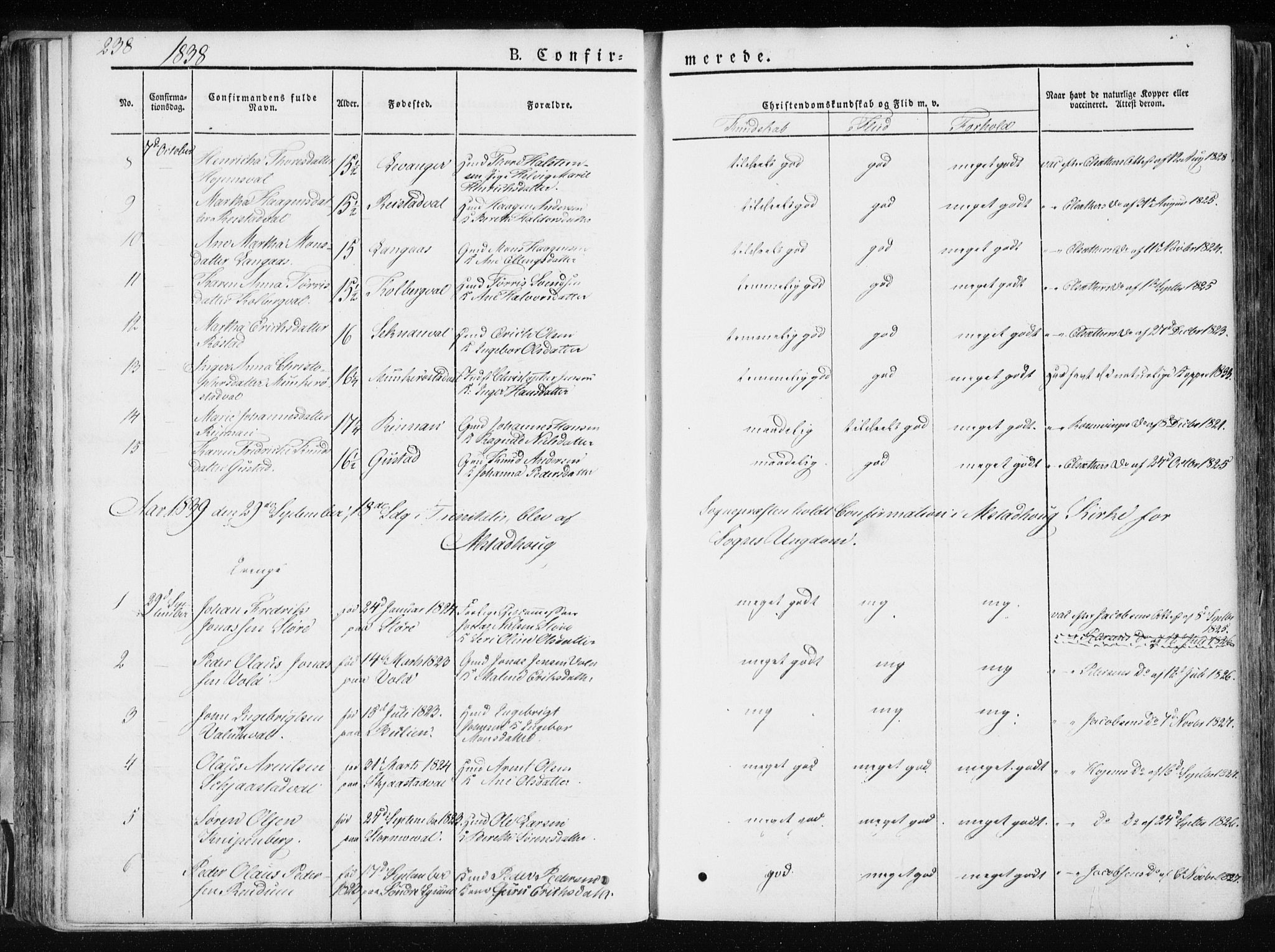 Ministerialprotokoller, klokkerbøker og fødselsregistre - Nord-Trøndelag, SAT/A-1458/717/L0154: Ministerialbok nr. 717A06 /1, 1836-1849, s. 238