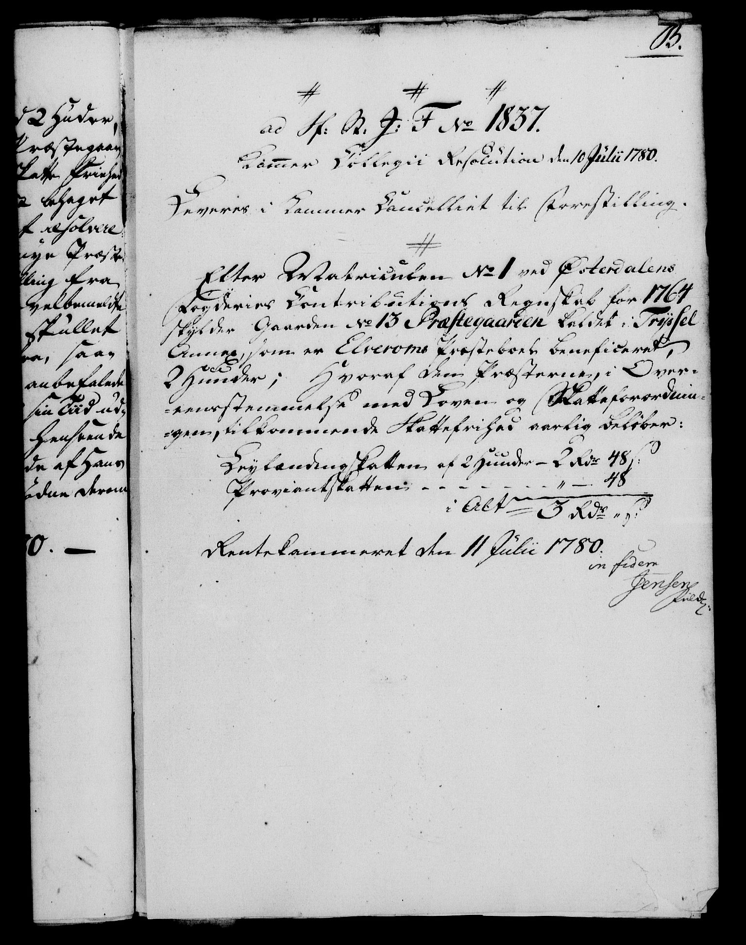 Rentekammeret, Kammerkanselliet, RA/EA-3111/G/Gf/Gfa/L0062: Norsk relasjons- og resolusjonsprotokoll (merket RK 52.62), 1780, s. 417