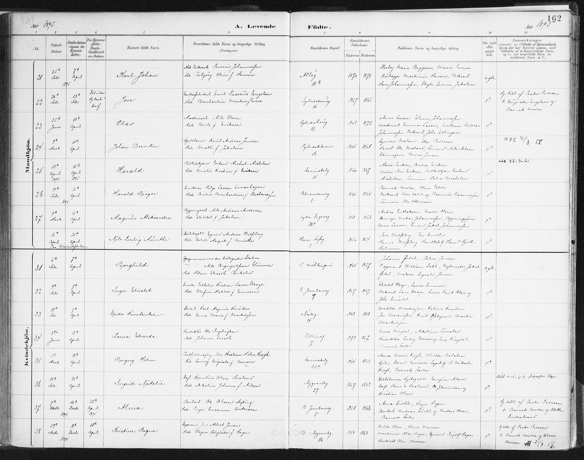 Johanneskirken sokneprestembete, SAB/A-76001/H/Haa/L0001: Ministerialbok nr. A 1, 1885-1900, s. 162