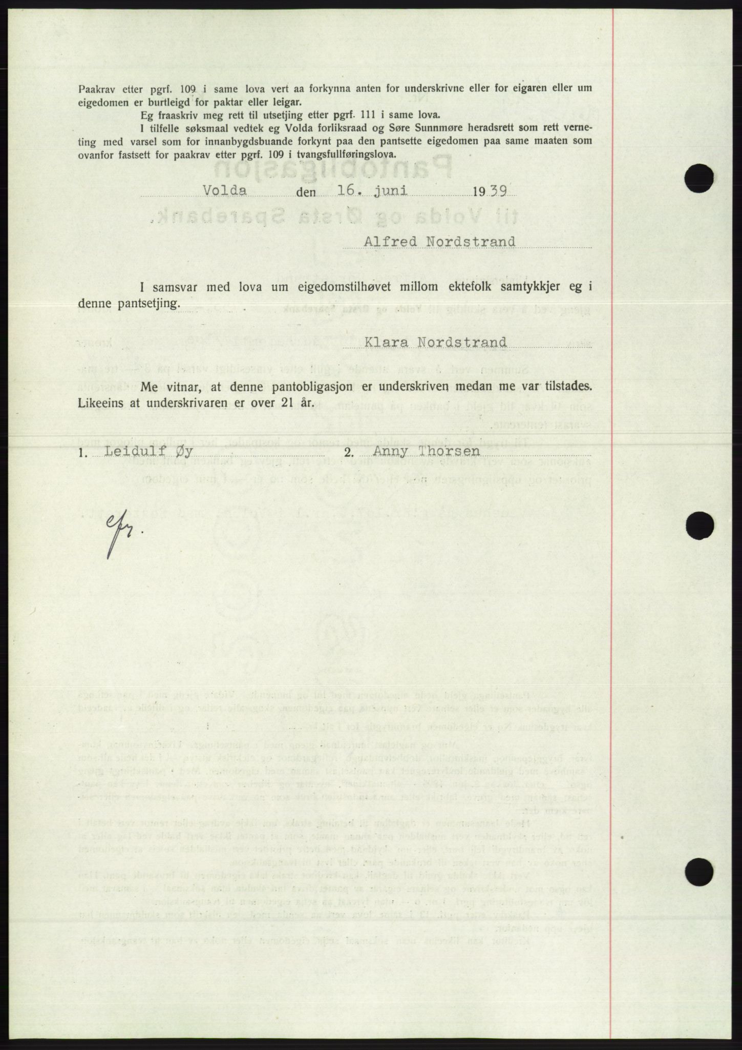 Søre Sunnmøre sorenskriveri, AV/SAT-A-4122/1/2/2C/L0068: Pantebok nr. 62, 1939-1939, Dagboknr: 1123/1939