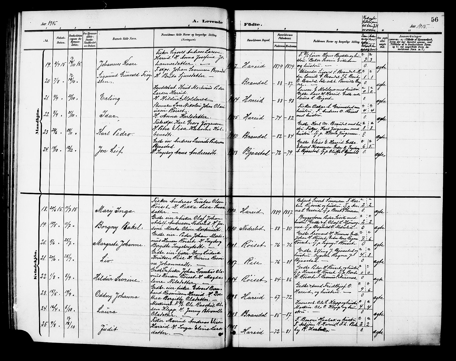 Ministerialprotokoller, klokkerbøker og fødselsregistre - Møre og Romsdal, AV/SAT-A-1454/510/L0126: Klokkerbok nr. 510C03, 1900-1922, s. 56