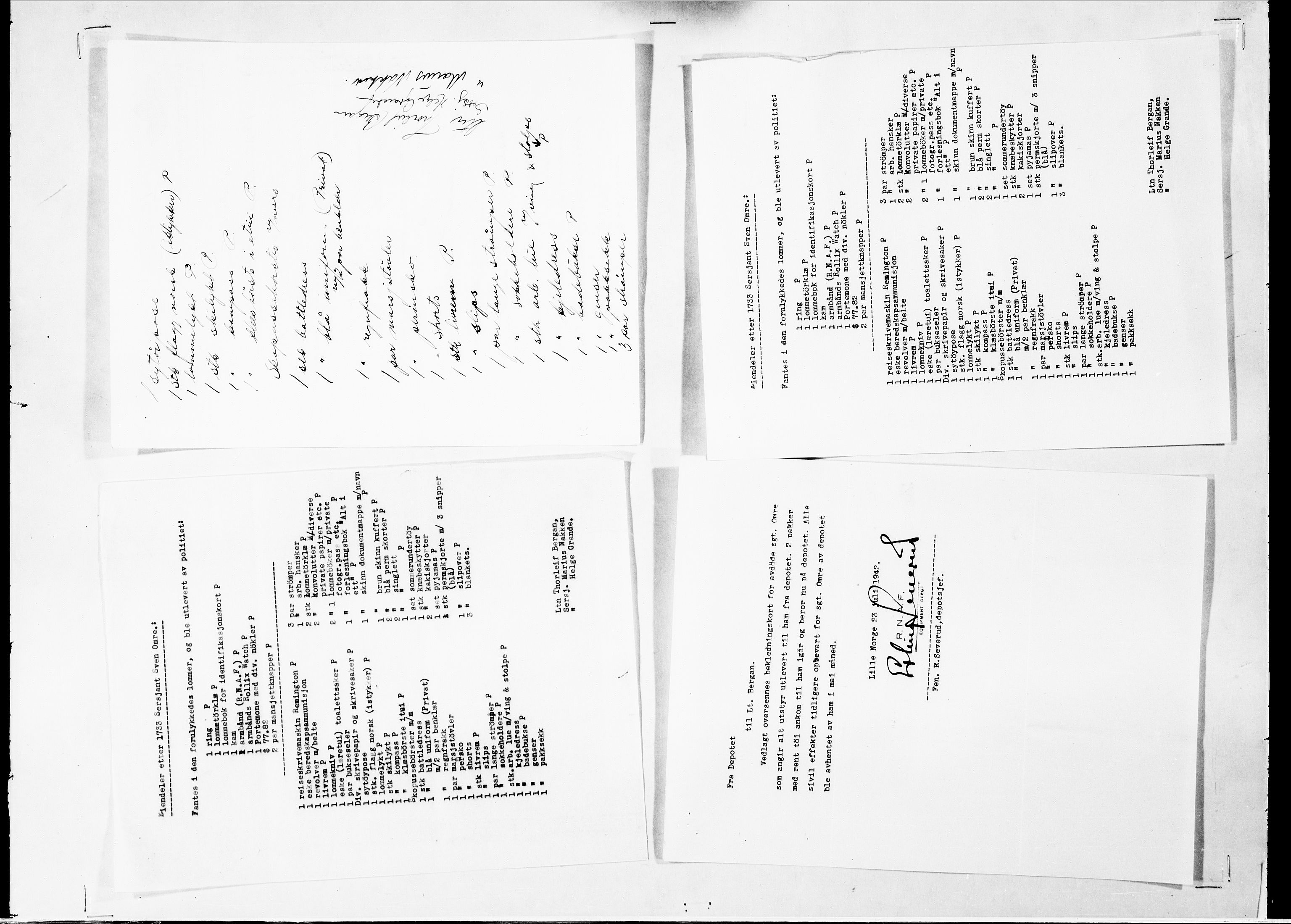 Forsvaret, Flyvåpnenes treningsleir 1940-1945, AV/RA-RAFA-3974/V/L0047: Ekspedisjonskontoret.
Personellsaker N - Ø., 1940-1945