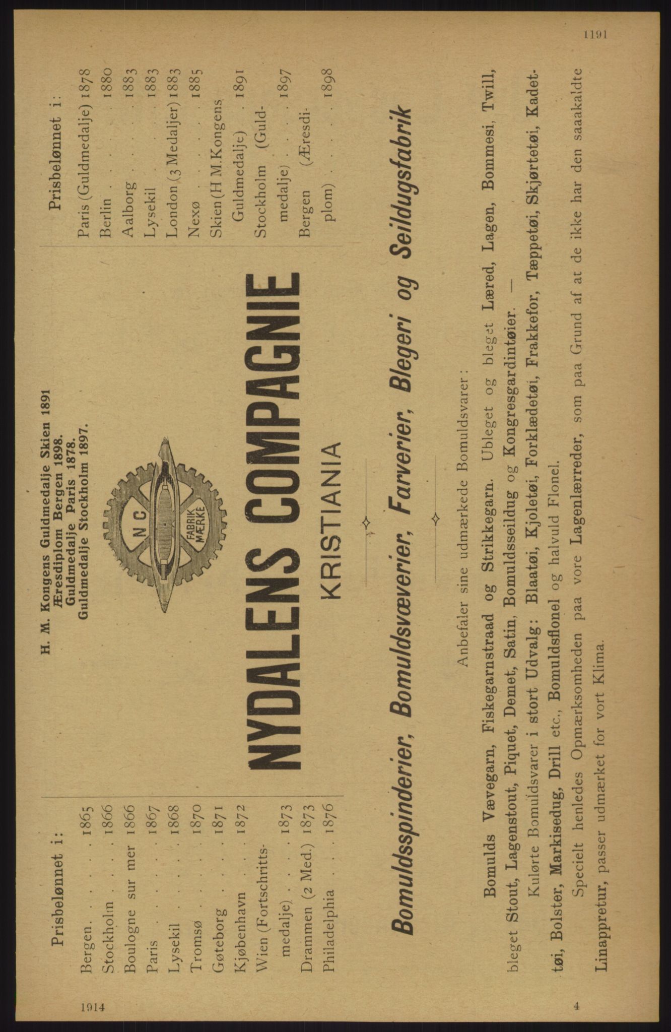 Kristiania/Oslo adressebok, PUBL/-, 1914, s. 1191