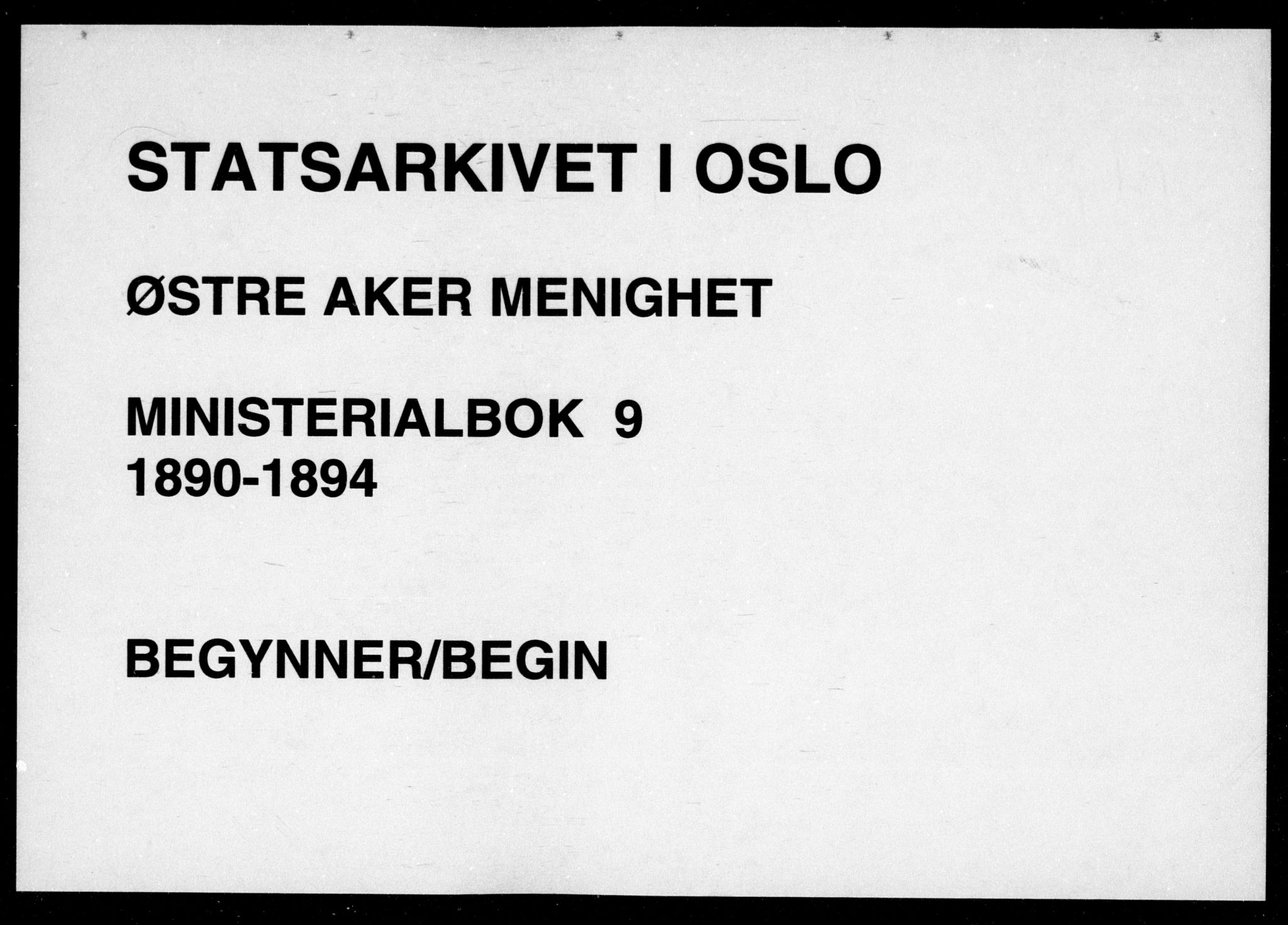 Østre Aker prestekontor Kirkebøker, AV/SAO-A-10840/F/Fa/L0009: Ministerialbok nr. I 9, 1890-1894