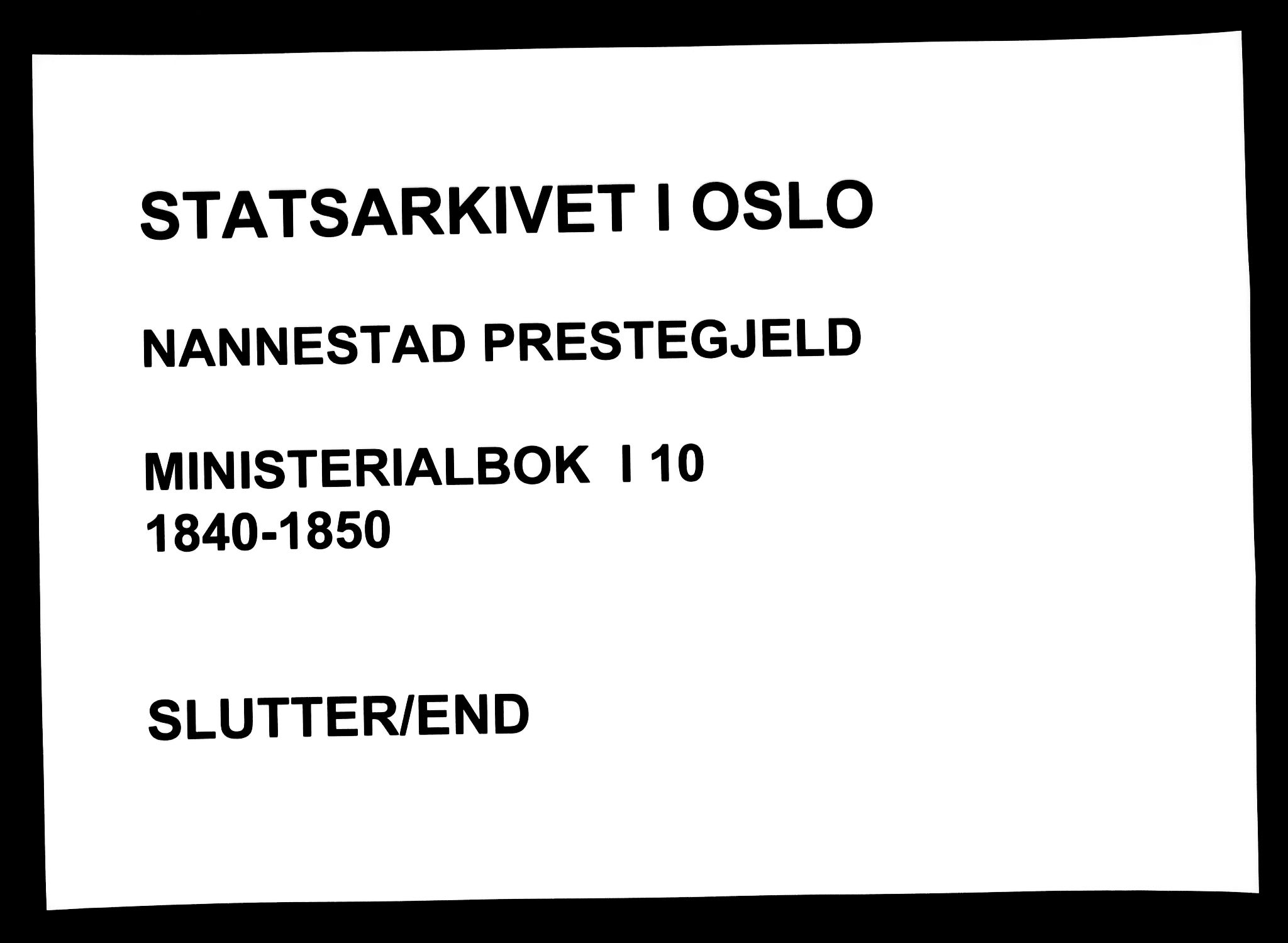 Nannestad prestekontor Kirkebøker, AV/SAO-A-10414a/F/Fa/L0010: Ministerialbok nr. I 10, 1840-1850