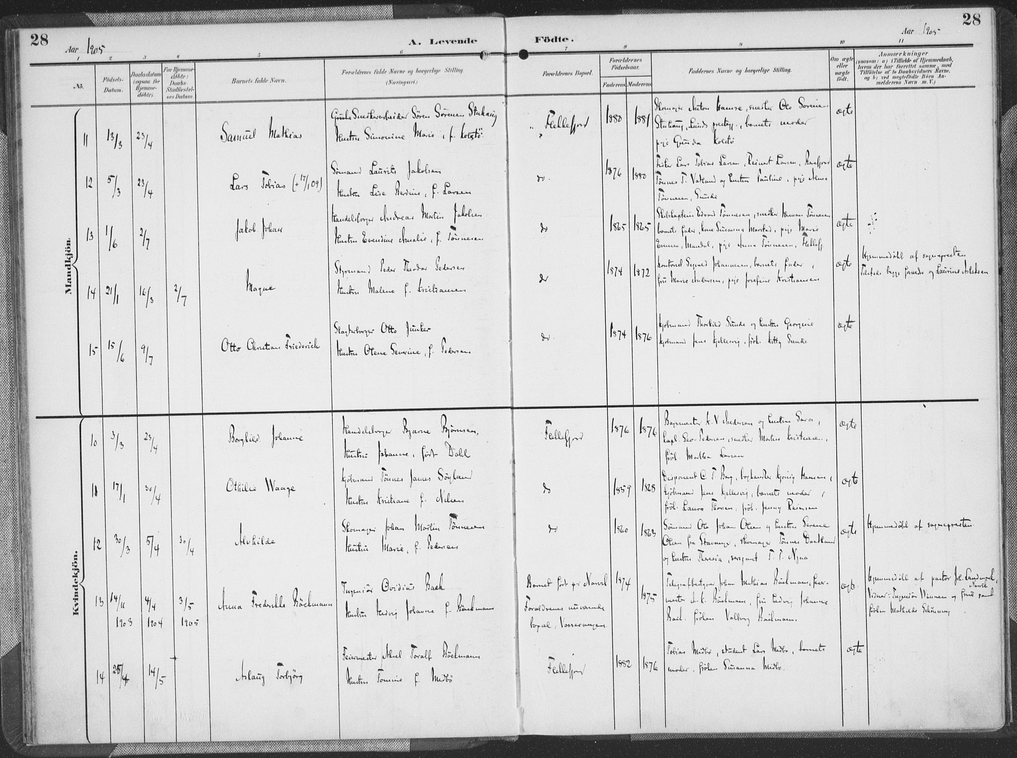 Flekkefjord sokneprestkontor, AV/SAK-1111-0012/F/Fa/Faa/L0002: Ministerialbok nr. A 2, 1900-1912, s. 28
