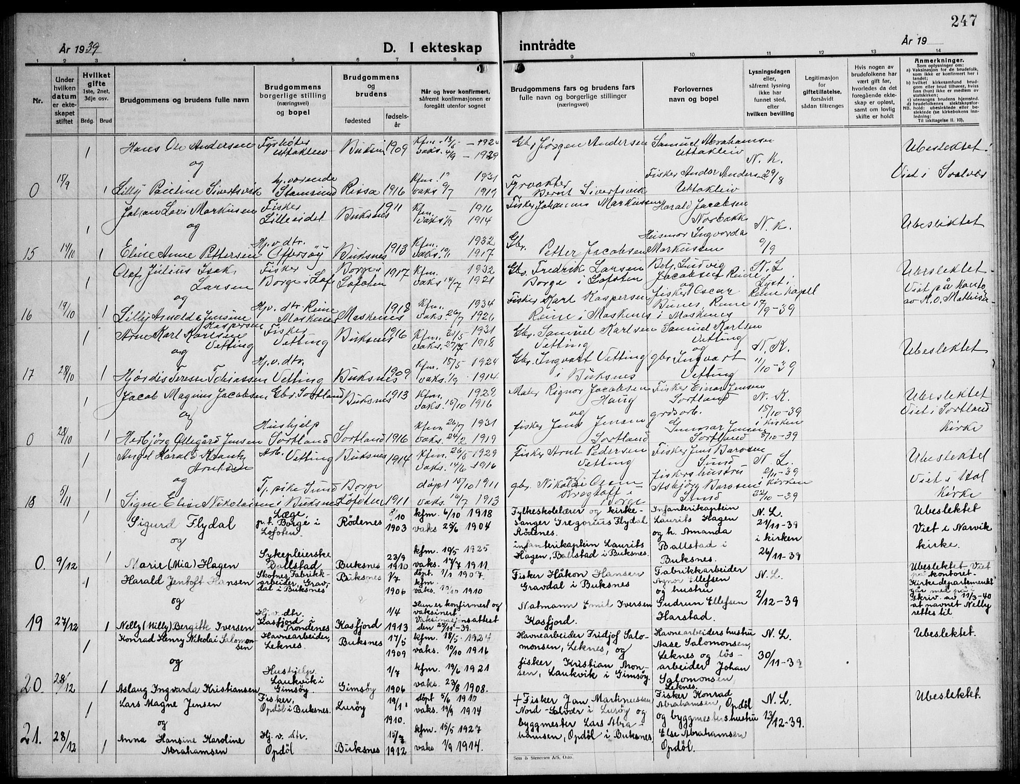 Ministerialprotokoller, klokkerbøker og fødselsregistre - Nordland, AV/SAT-A-1459/881/L1170: Klokkerbok nr. 881C07, 1930-1943, s. 247