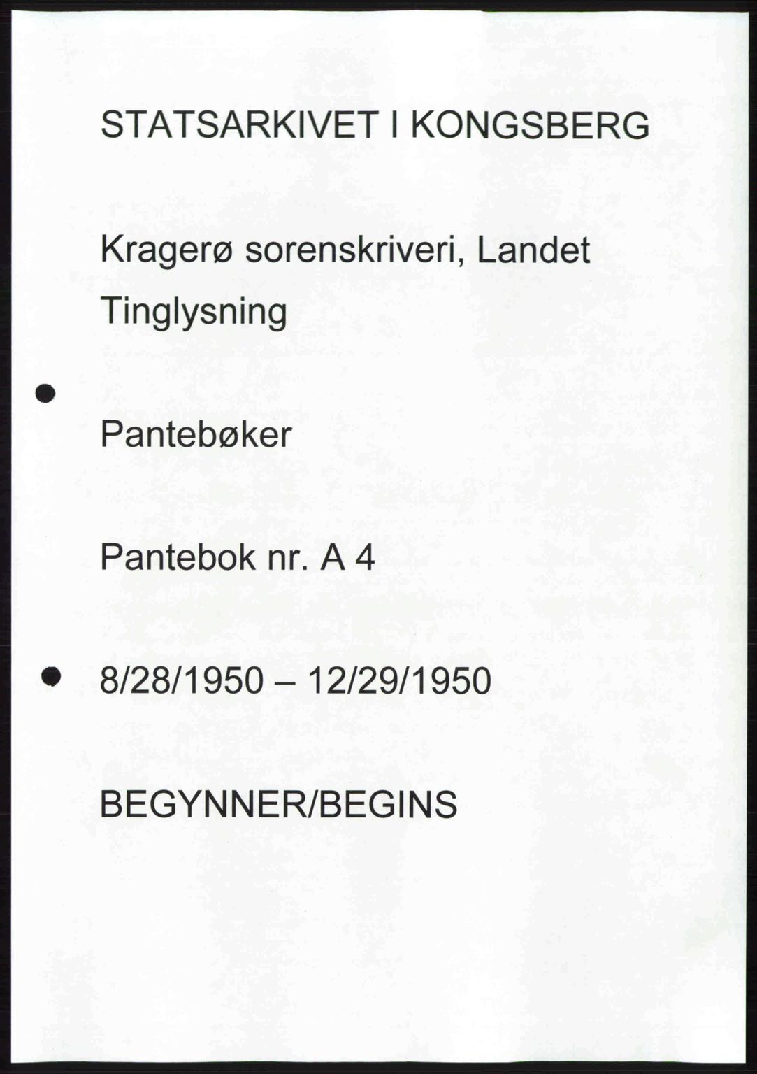 Kragerø sorenskriveri, AV/SAKO-A-65/G/Ga/Gac/L0004: Pantebok nr. A-4, 1950-1950