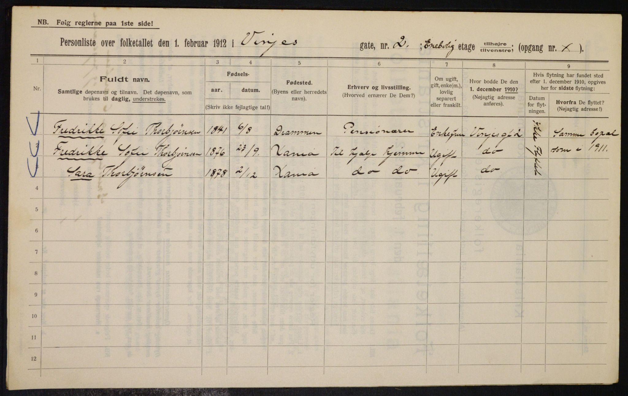 OBA, Kommunal folketelling 1.2.1912 for Kristiania, 1912, s. 123677