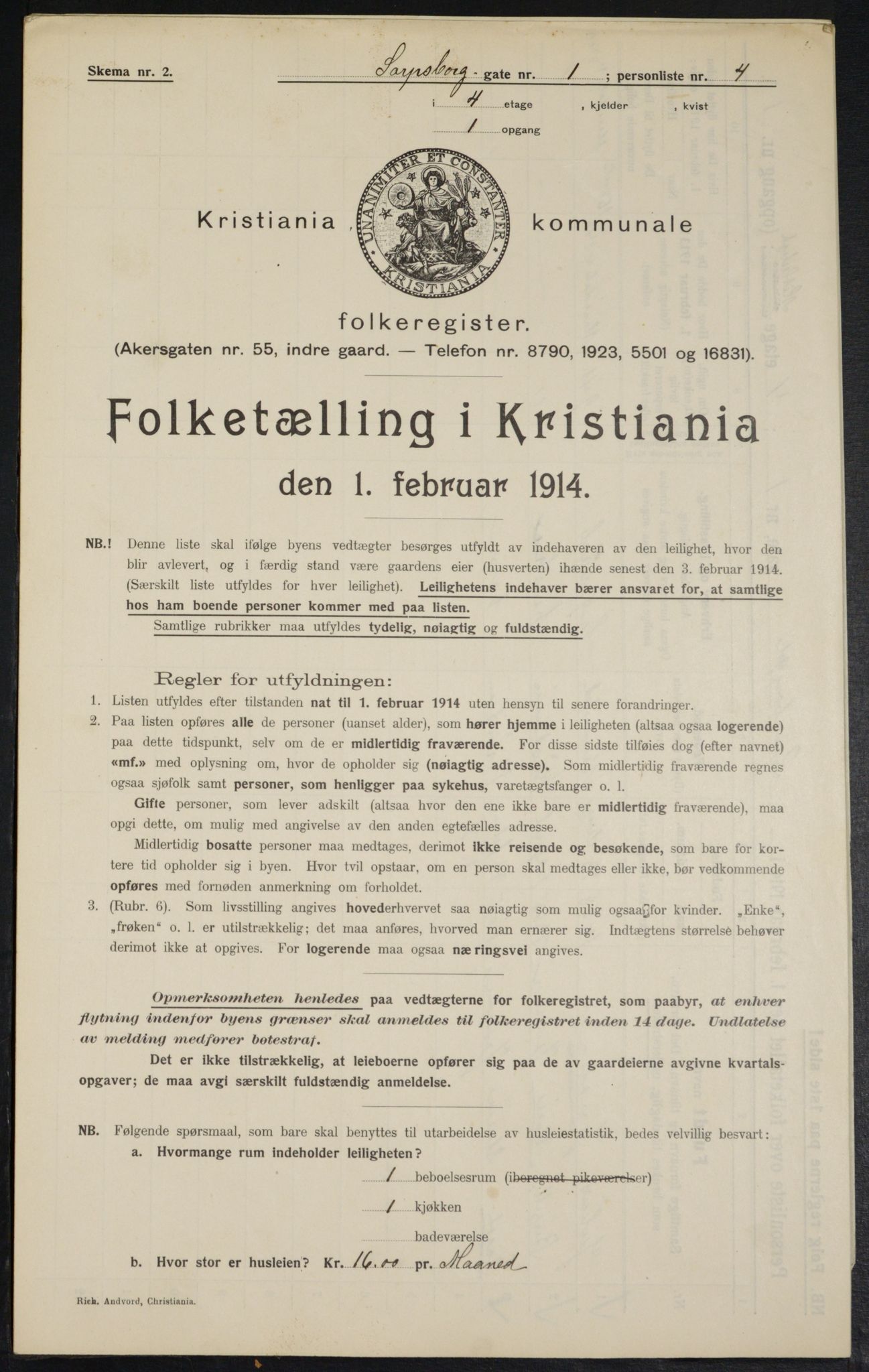 OBA, Kommunal folketelling 1.2.1914 for Kristiania, 1914, s. 88927
