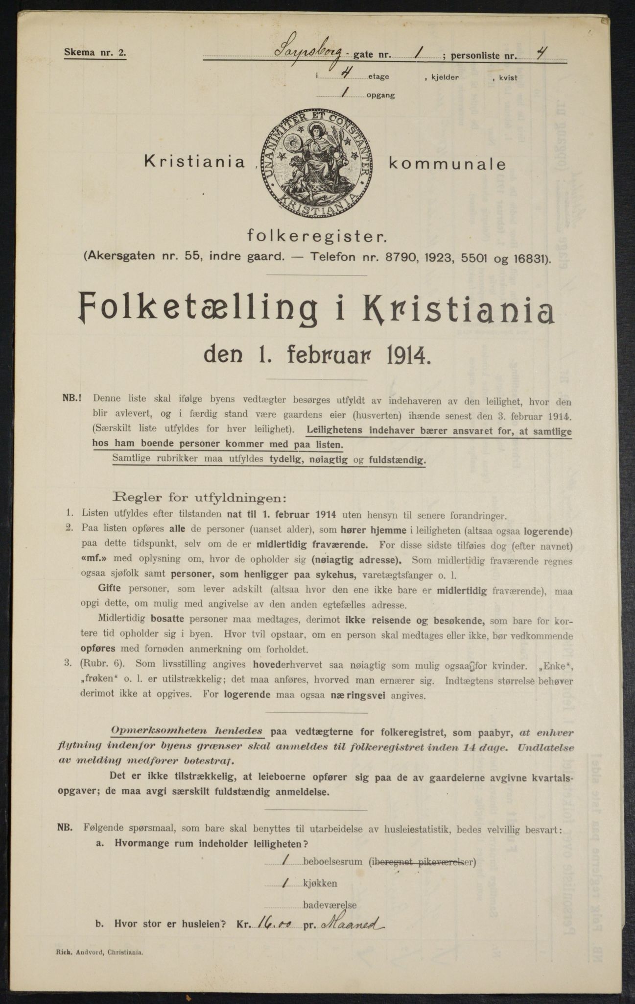 OBA, Kommunal folketelling 1.2.1914 for Kristiania, 1914, s. 88927