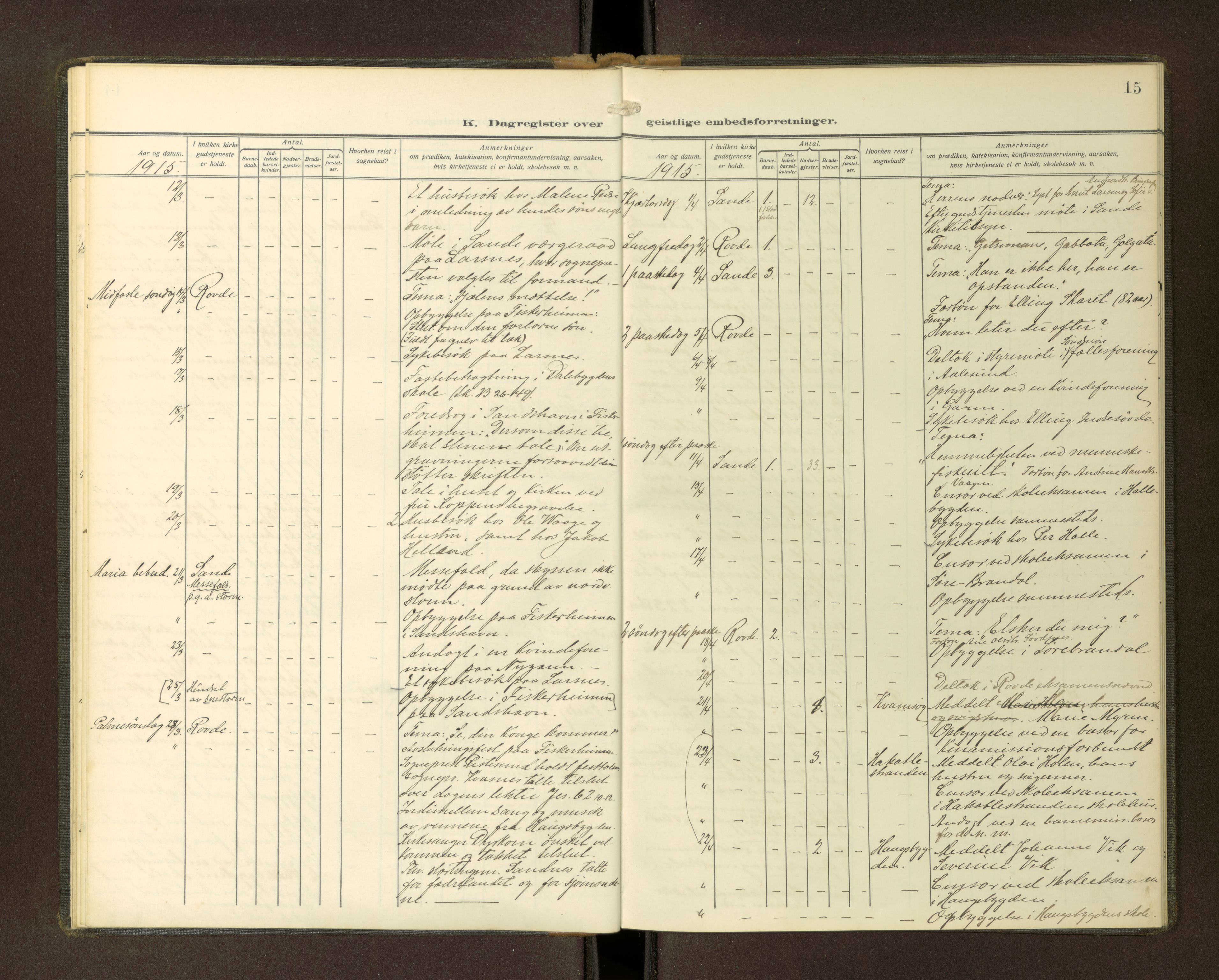 Ministerialprotokoller, klokkerbøker og fødselsregistre - Møre og Romsdal, AV/SAT-A-1454/503/L0039: Dagsregister nr. 503---, 1913-1918, s. 15