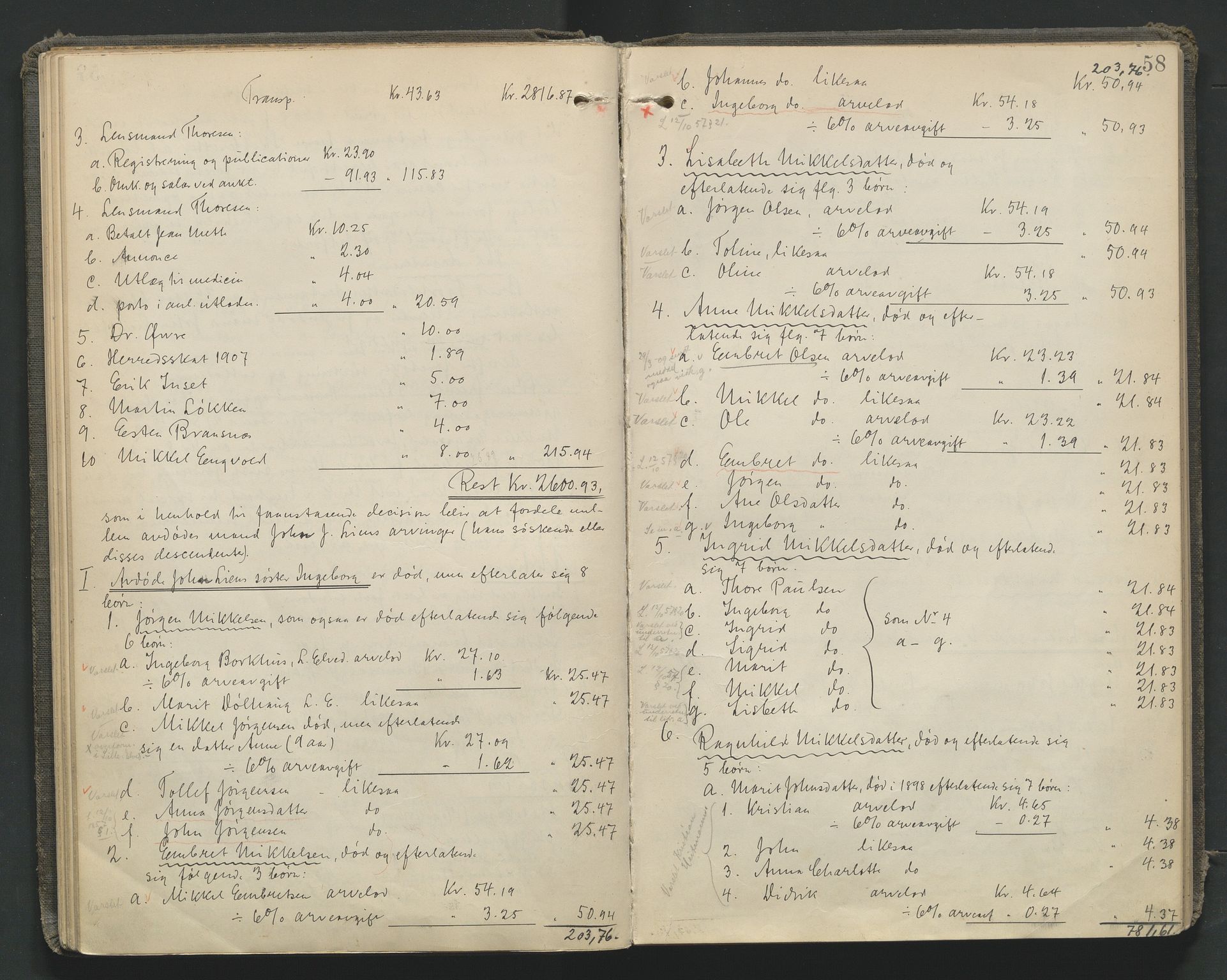 Nord-Østerdal tingrett, SAH/TING-020/J/Jd/L0006: Skifteutlodningsprotokoll, 1907-1920, s. 58