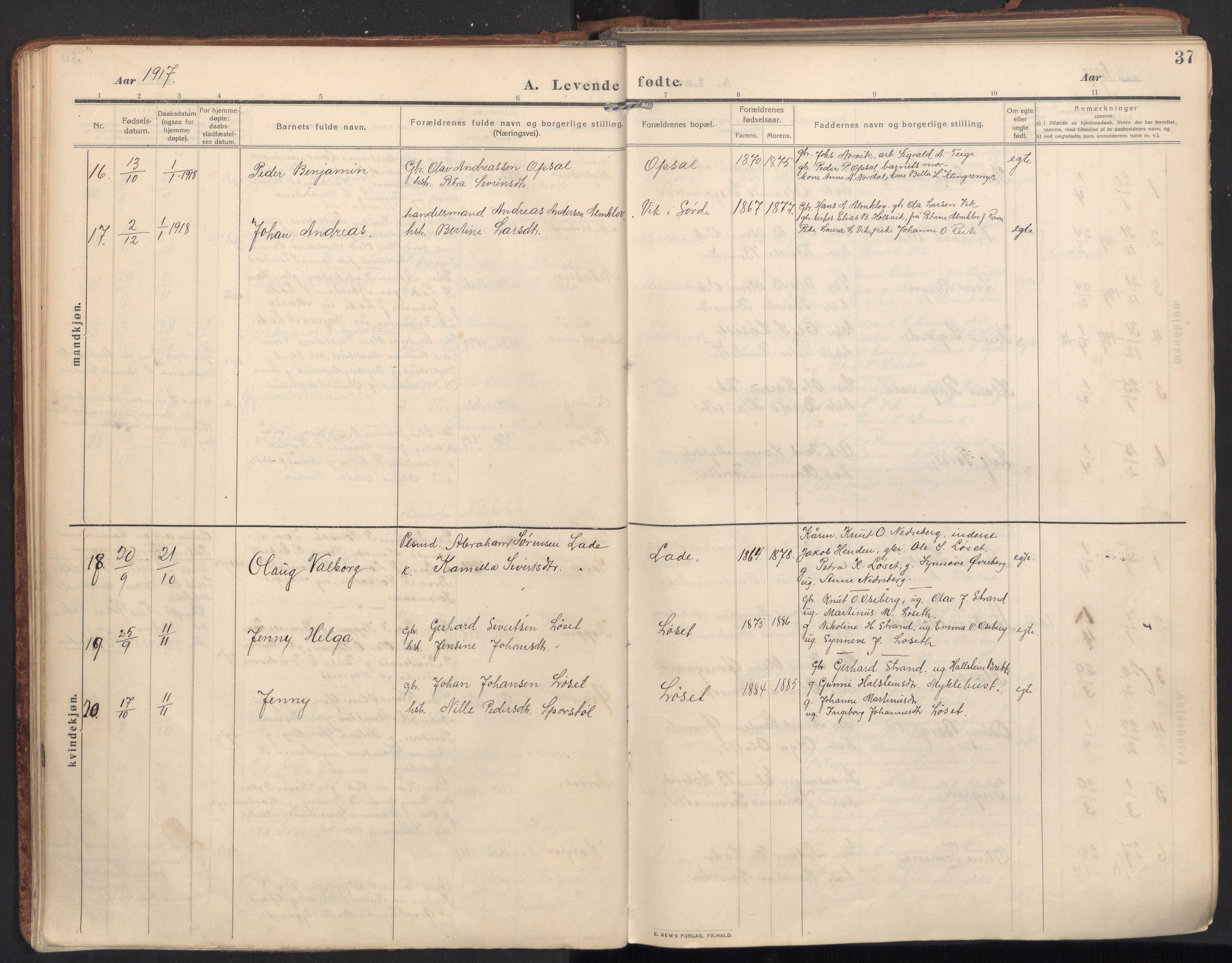 Ministerialprotokoller, klokkerbøker og fødselsregistre - Møre og Romsdal, AV/SAT-A-1454/502/L0026: Ministerialbok nr. 502A04, 1909-1933, s. 37