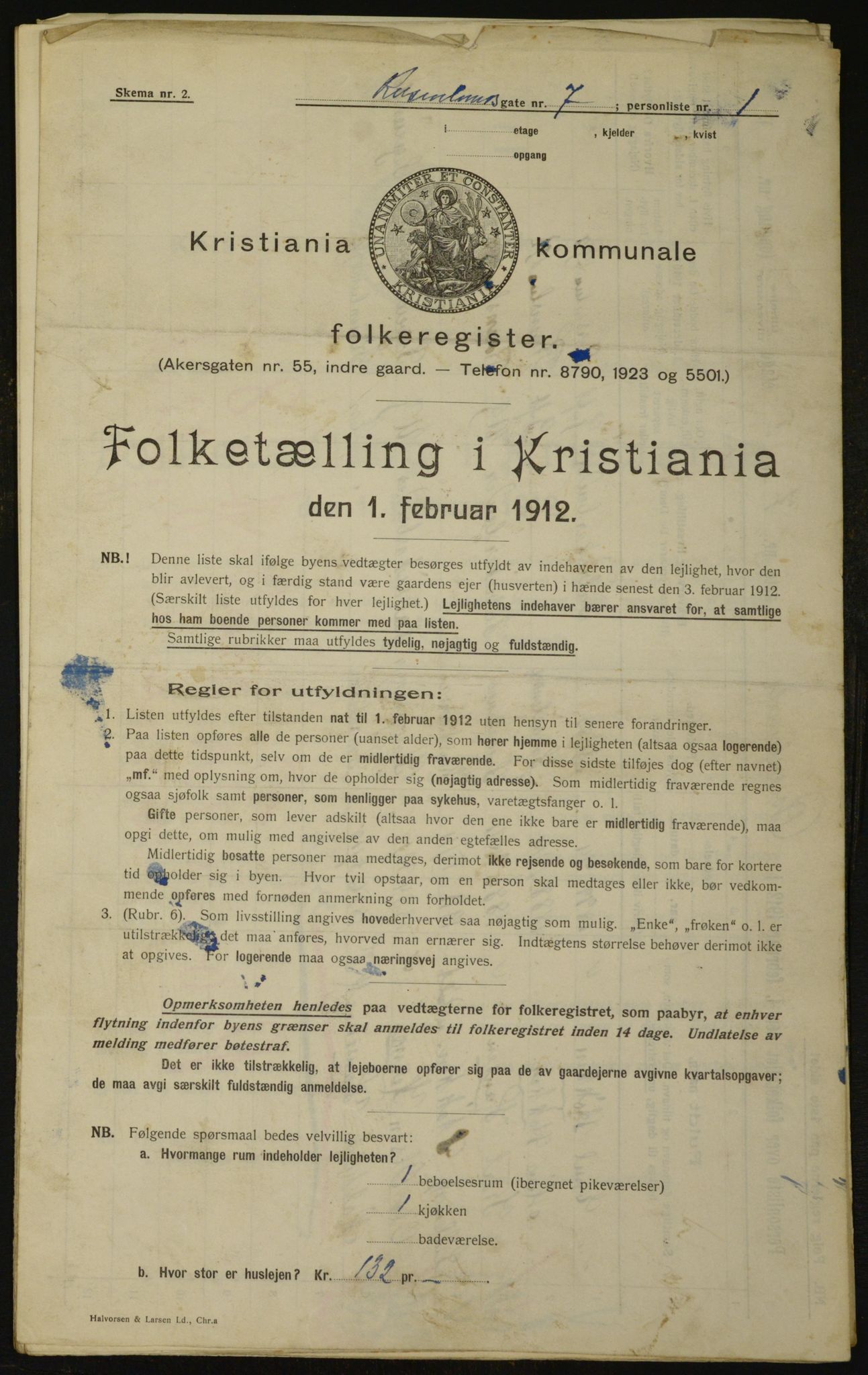 OBA, Kommunal folketelling 1.2.1912 for Kristiania, 1912, s. 84201