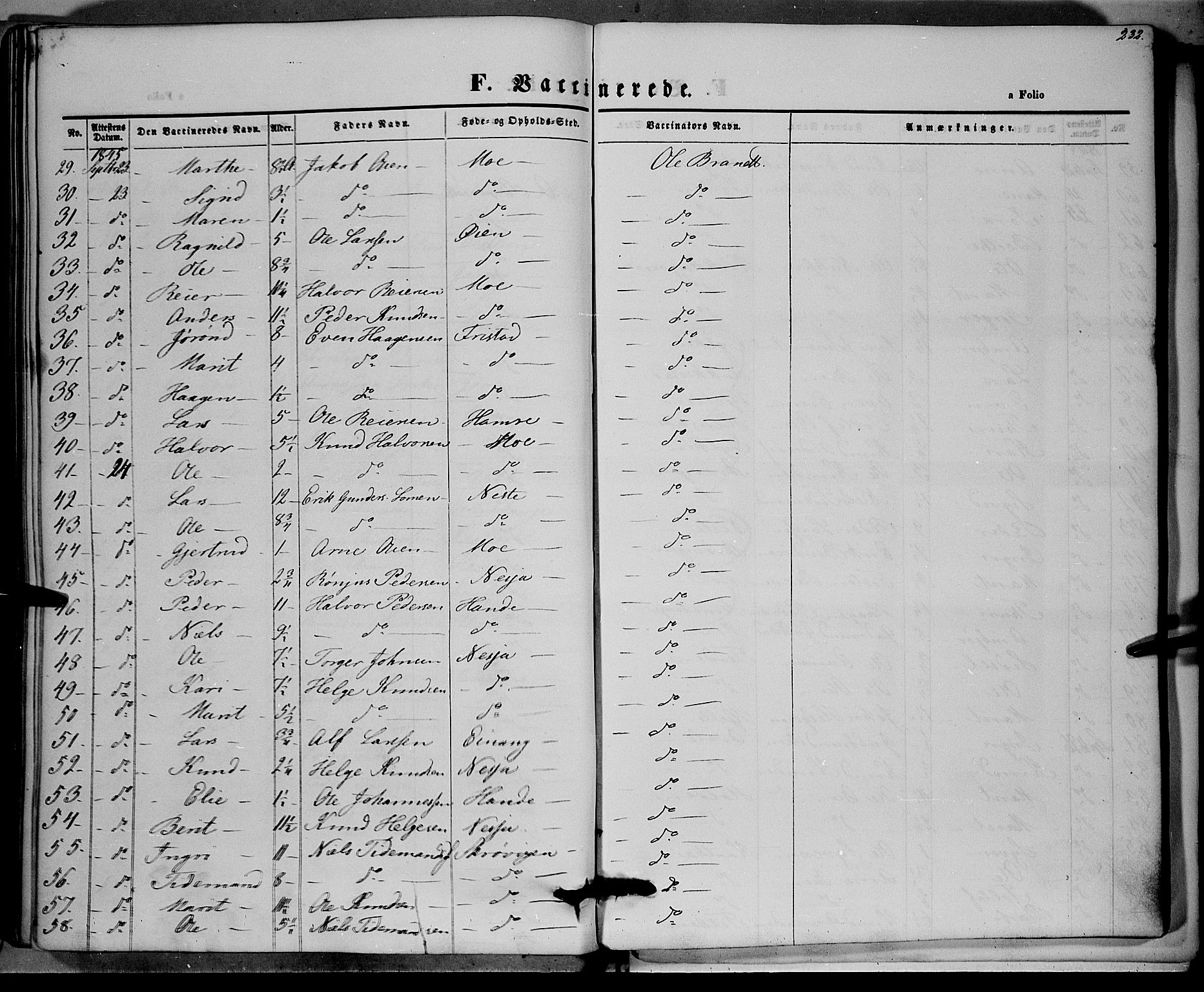 Vestre Slidre prestekontor, AV/SAH-PREST-136/H/Ha/Haa/L0001: Ministerialbok nr. 1, 1844-1855, s. 232